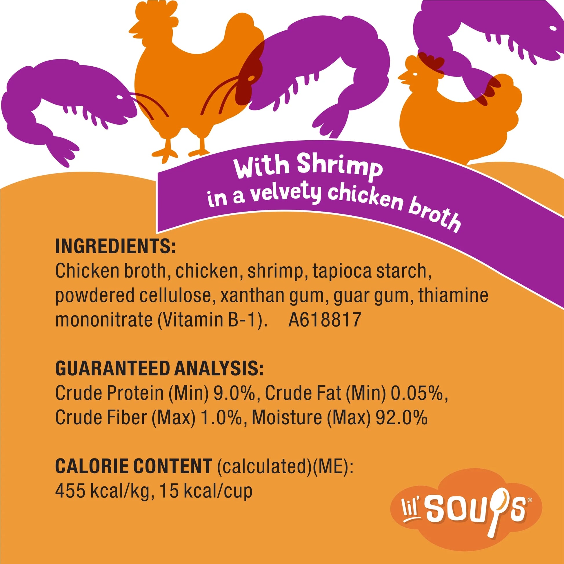 Purina  Grain-Free Lickable Cat Food Toppers Lil’ Soups with Shrimp in Velvety Chicken Broth, 1.2 Oz Cups (8 Pack)