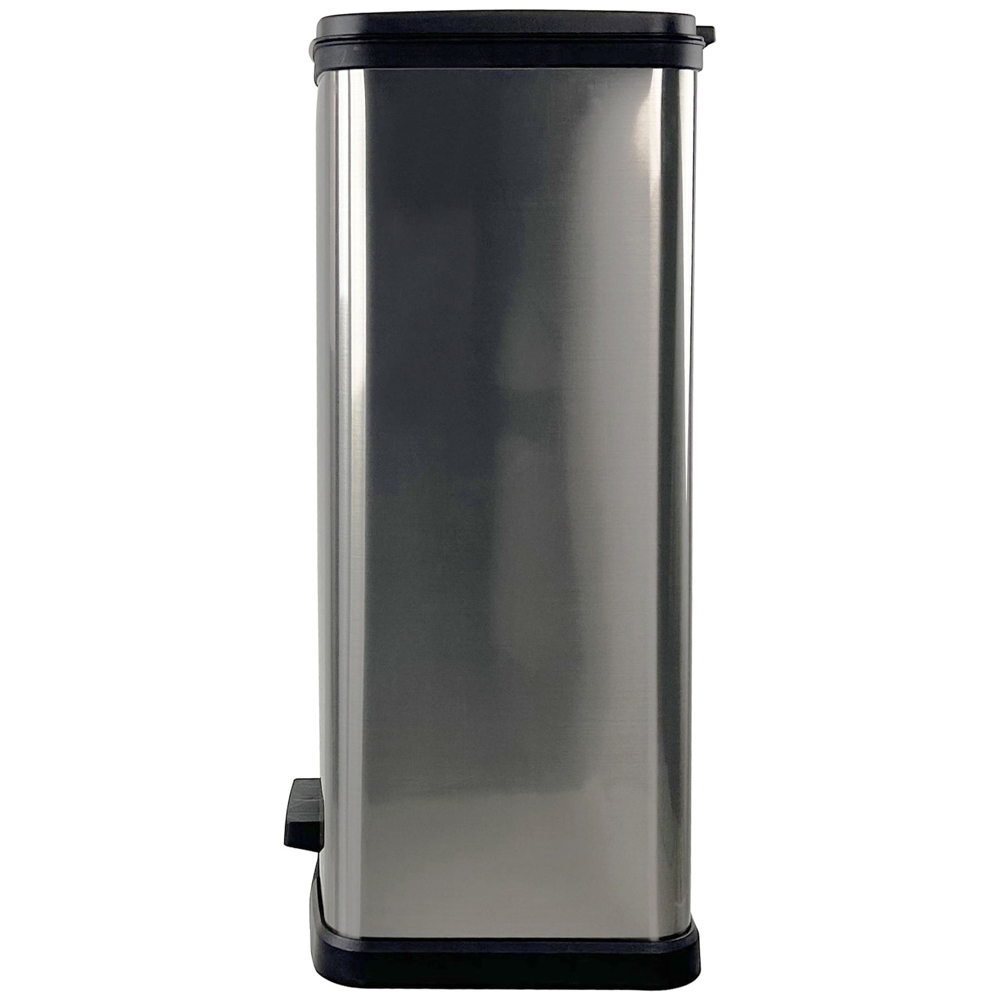 Kitchen Trash Can, 13 Gallon, Plastic Rectangular Step Garbage Bin, Silver