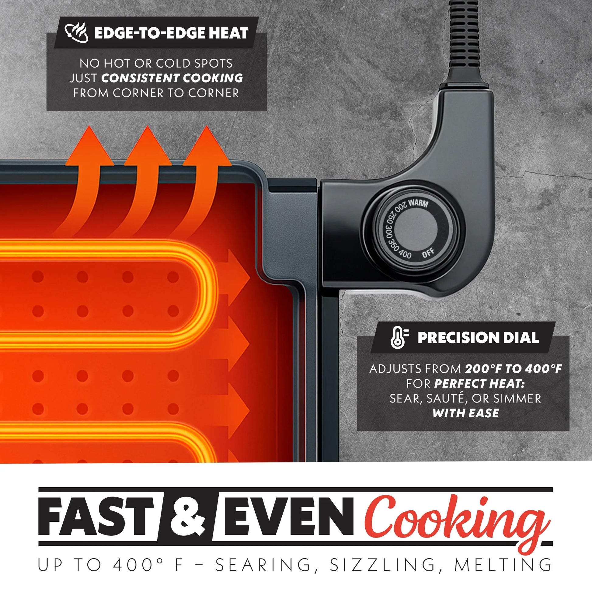 22 Inch Ceramic Nonstick Electric Griddle with Adjustable Temperature, Gray