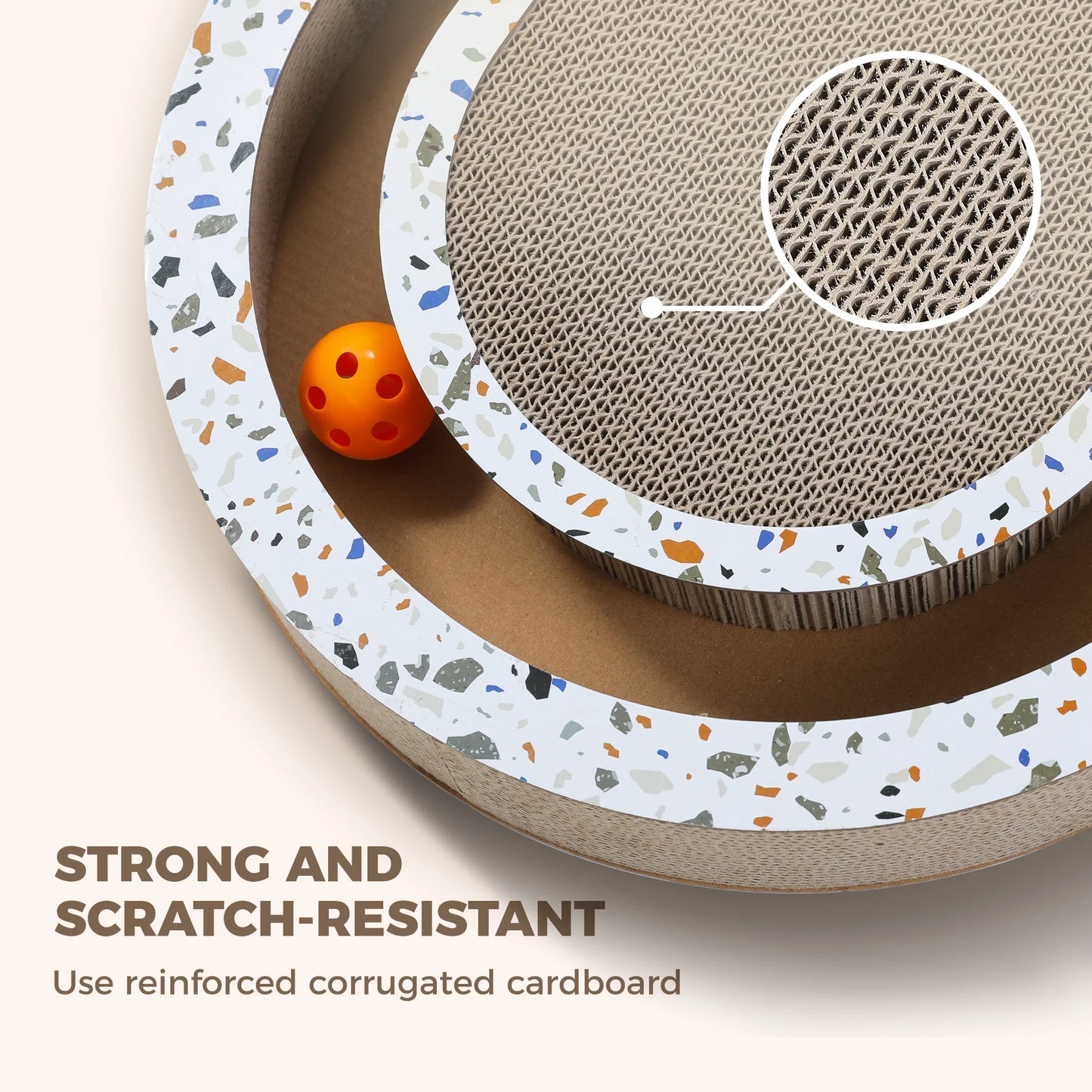 Cardboard Cat Scratcher with Interactive Toy Balls - 22.4" x 13.8" for Indoor Cats