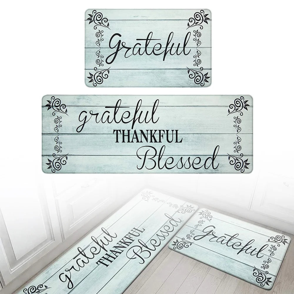 2-Piece Kitchen Rug Set, Non-Slip Anti-Fatigue Mats, Waterproof Ergonomic Comfort Cushioned Floor Runners, Blue, 18" x 30" and 18" x 47" for Home, Office, Sink, and Laundry