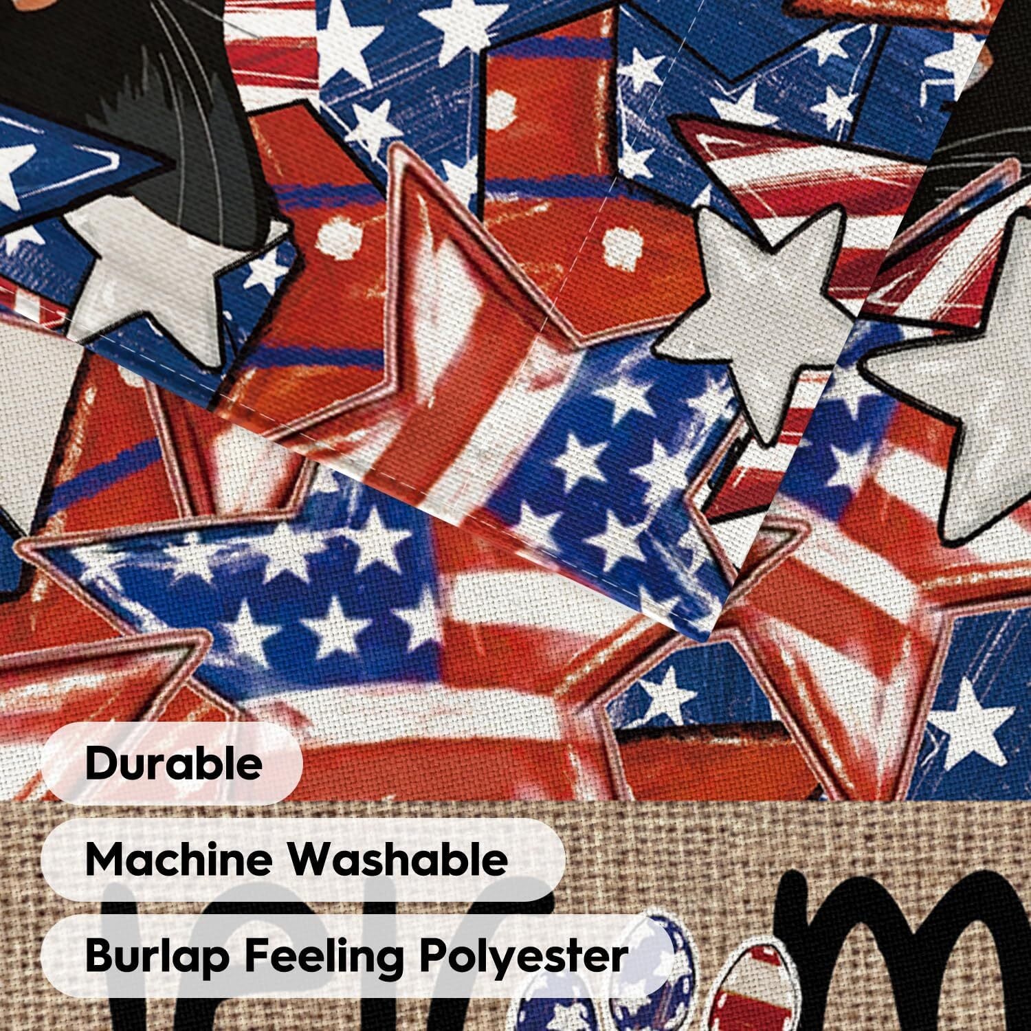 Patriotic 4Th of July Garden Flag 12X18 Inch Double Sided Outside, Black Cat Ame