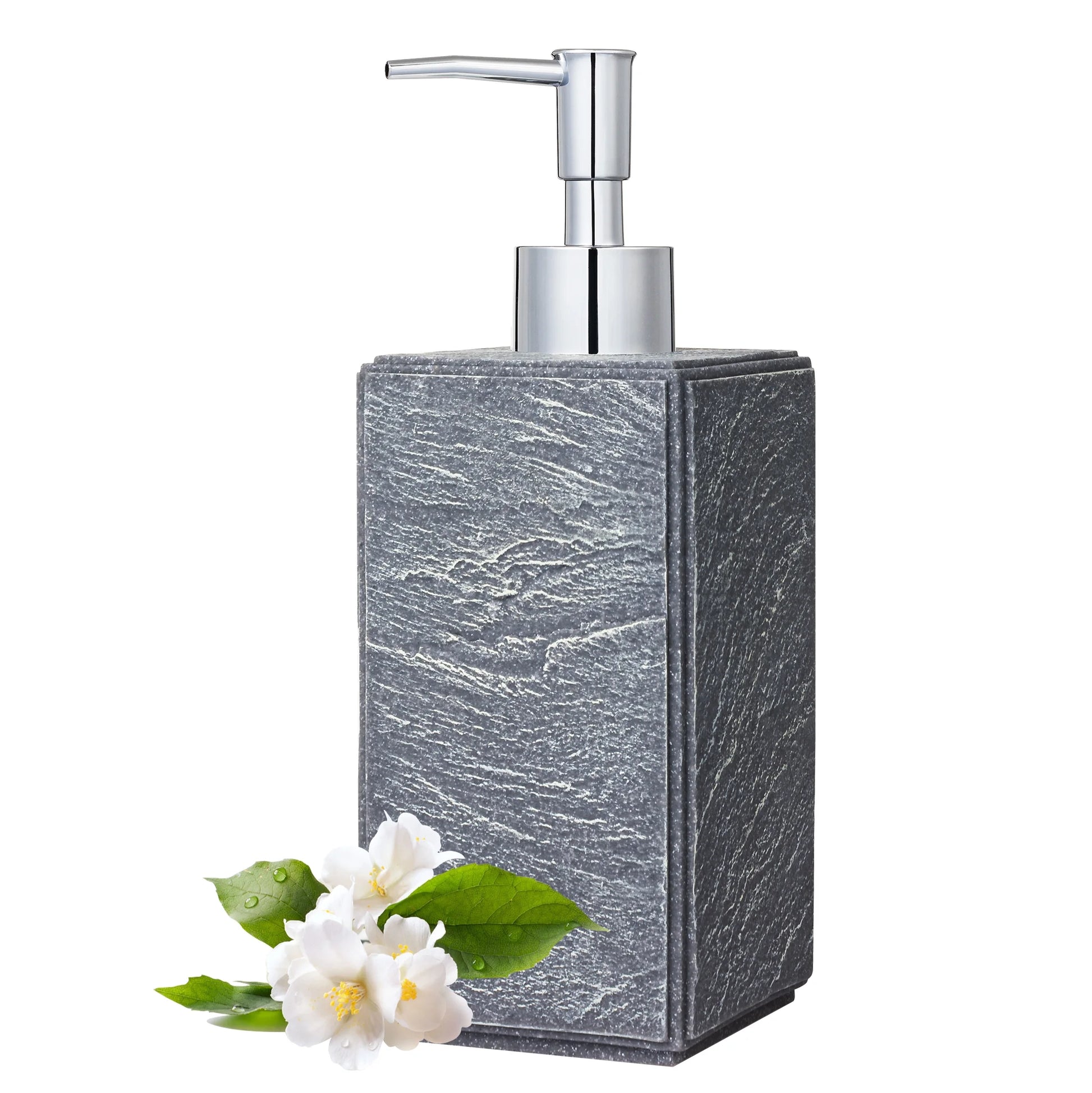 Soap Dispenser with Pump, [10.15 Oz] Resin with Shale Finish, Hand Soap Dispenser for Bathroom, Dish Soap Dispenser for Kitchen, Refillable Liquid - Grey