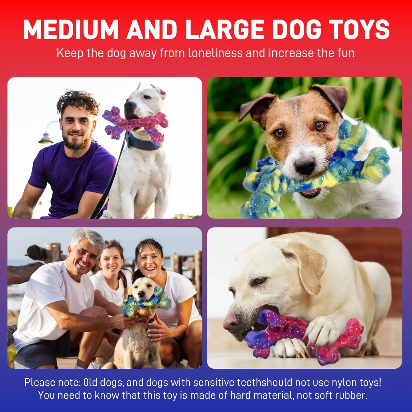 2-Pack Durable Dog Chew Toys for Aggressive Chewers - Ideal for Medium and Large Breeds, Promoting Dental Health and Training