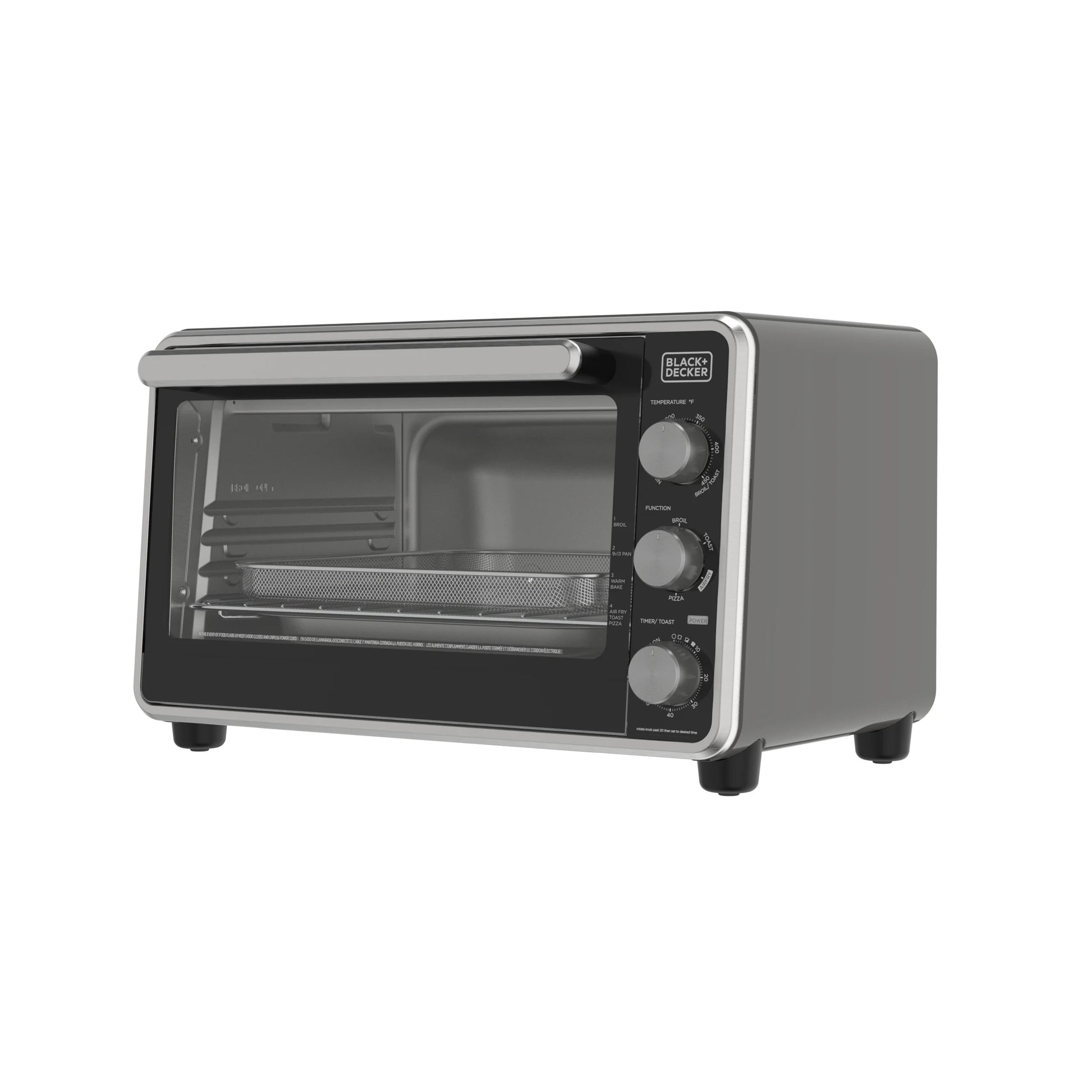 Black + Decker Crisp 'N Bake PRO 6-Slice Air Fry Toaster Oven with Basket, Pan, Rack & Tray, Stainless Steel