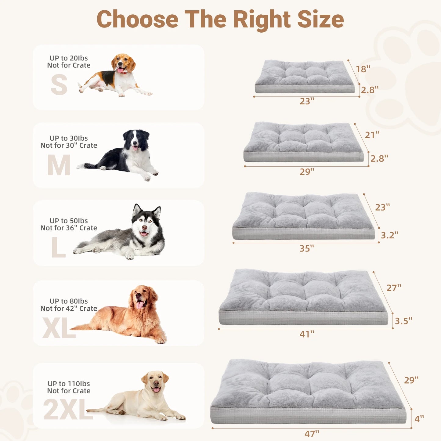 35-Inch Washable Dog Bed for Large Breeds with Anti-Slip Base and Durable Zipper, Ideal Pet Pad for Crates and Large Puppies