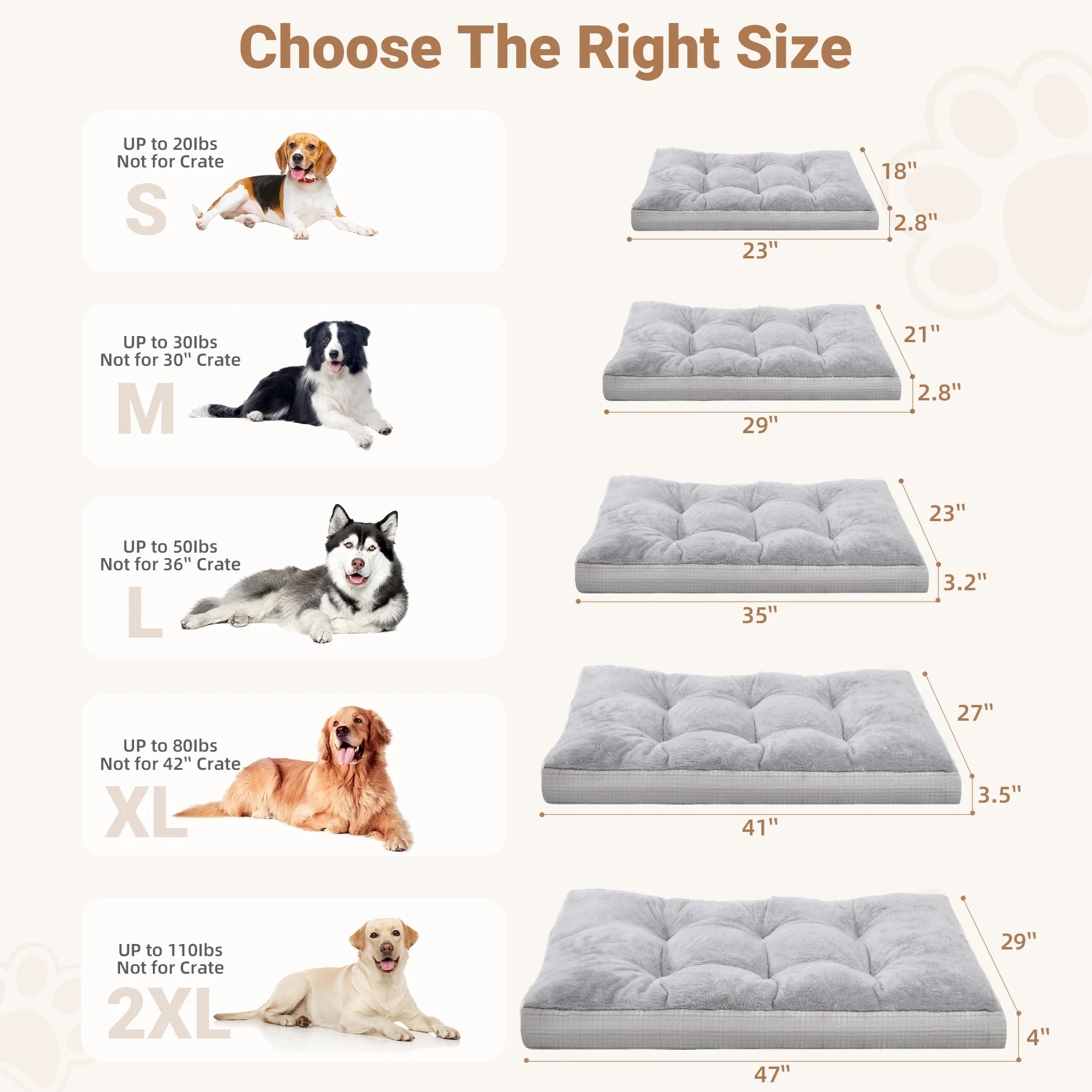 35-Inch Washable Dog Bed for Large Breeds with Anti-Slip Base and Durable Zipper, Ideal Pet Pad for Crates and Large Puppies