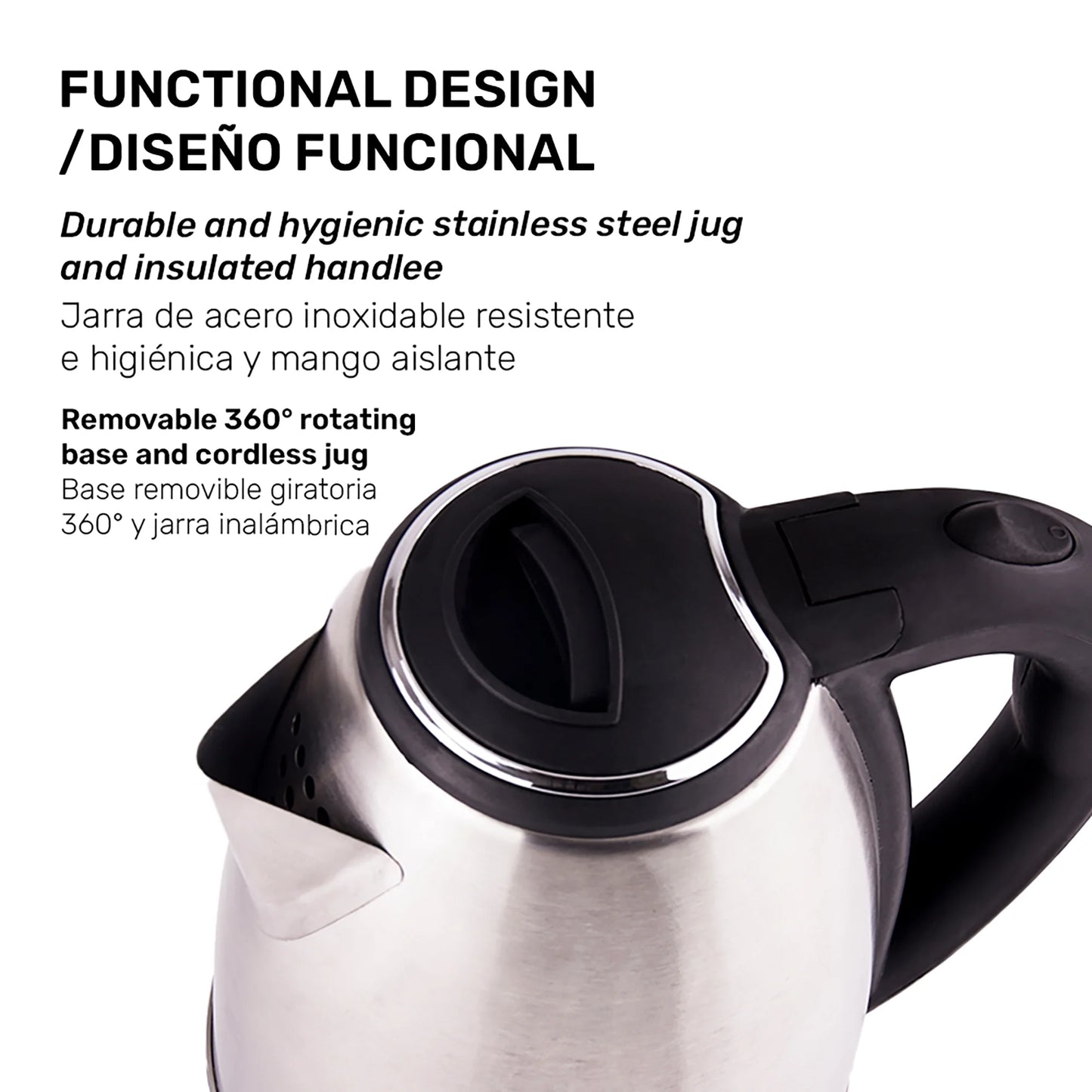 Electric Kettle  Caronte Stainless Steel 68 Oz Capacity Fast Boil Auto Shutoff Silver