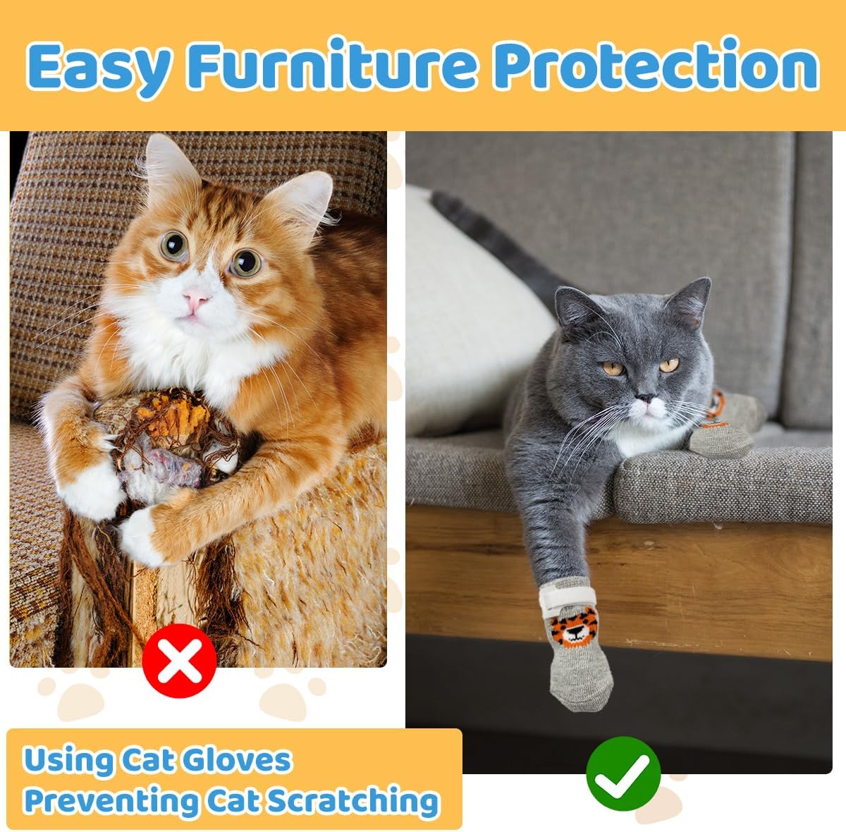 Zansens 24 Pcs Cat Mittens to Prevent Scratching,Breathable Cat Foot Cover,Cats Claw Protector,Non Slip Dog Socks with Nylon Belt for Nail Trimming Bathing