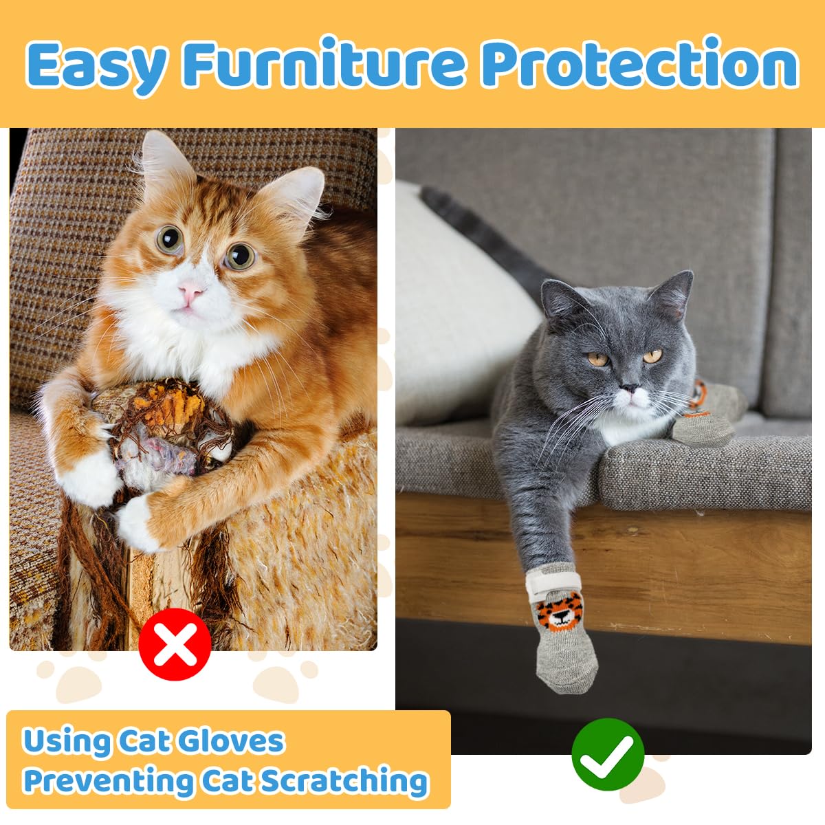 Zansens 24 Pcs Cat Mittens to Prevent Scratching,Breathable Cat Foot Cover,Cats Claw Protector,Non Slip Dog Socks with Nylon Belt for Nail Trimming Bathing