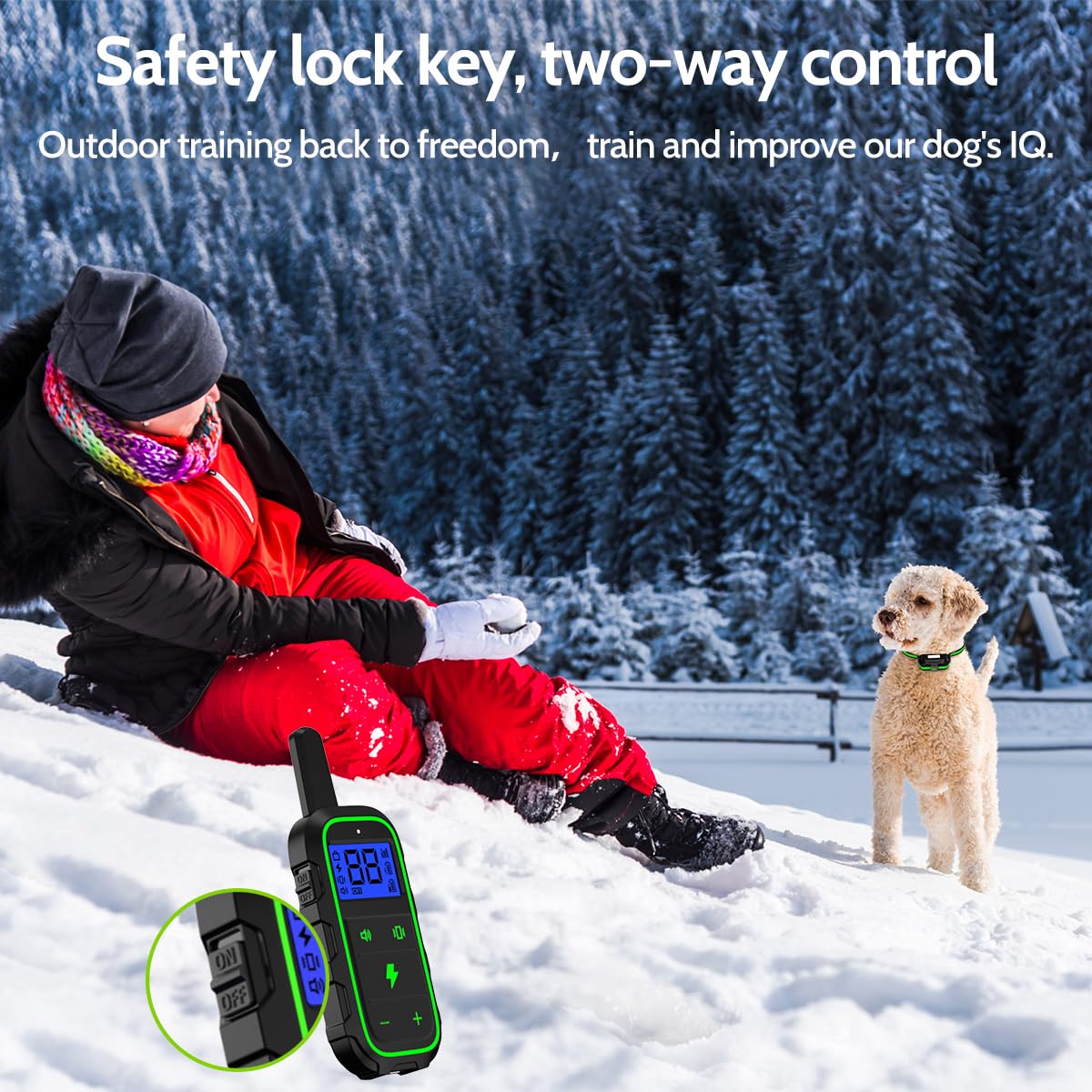 DogStop Dog Training Collar Electric Dog Collar with 4 Training Modes and Rechargeable Remote Waterproof Range 3300Ft for Small Medium Large Dogs(Green)