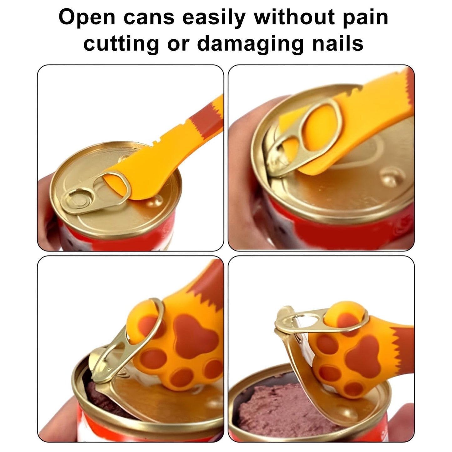 Tinoaly 3 Pcs Dog Cat Food Spoon, Cute Paw Spoon for Wet Food Silicone Can Opener Multifunctional Pet Spatula Scoop Mixing Spoons for Cat Dog Supplies (White, Orange & Dark Grey)
