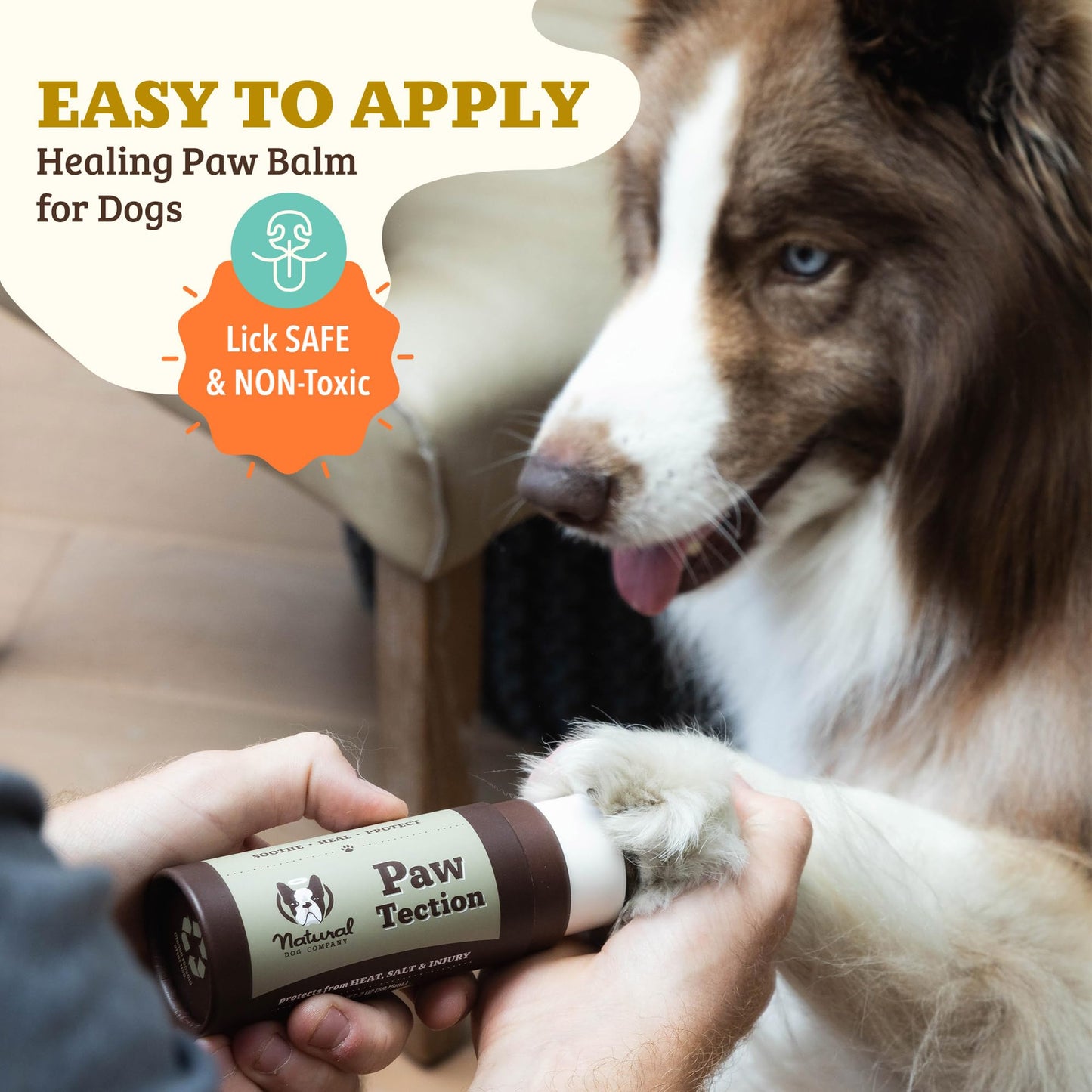 PawTection Balm Stick for Dogs (2oz) All-Natural, Lick-Safe Dog Paw Protector, Moisturizing Dog Paw Balm for Dry, Cracked Pads, Protects Paws from Winter Ice, Salt & Rough Terrain