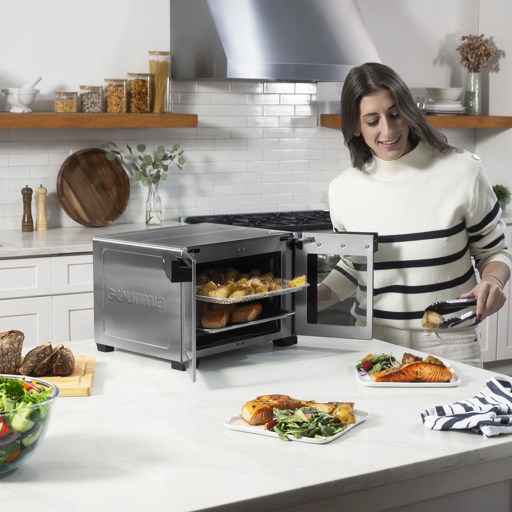 6-Slice Digital French Door Toaster Oven Air Fryer with Integrated Temperature Probe, 24L, Stainless Steel