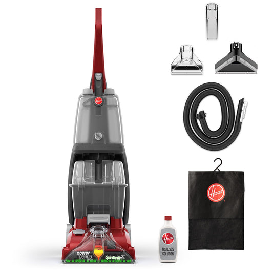 Hoover Power Scrub Deluxe Carpet Cleaner Machine, Upright Shampooer, FH50150, Red