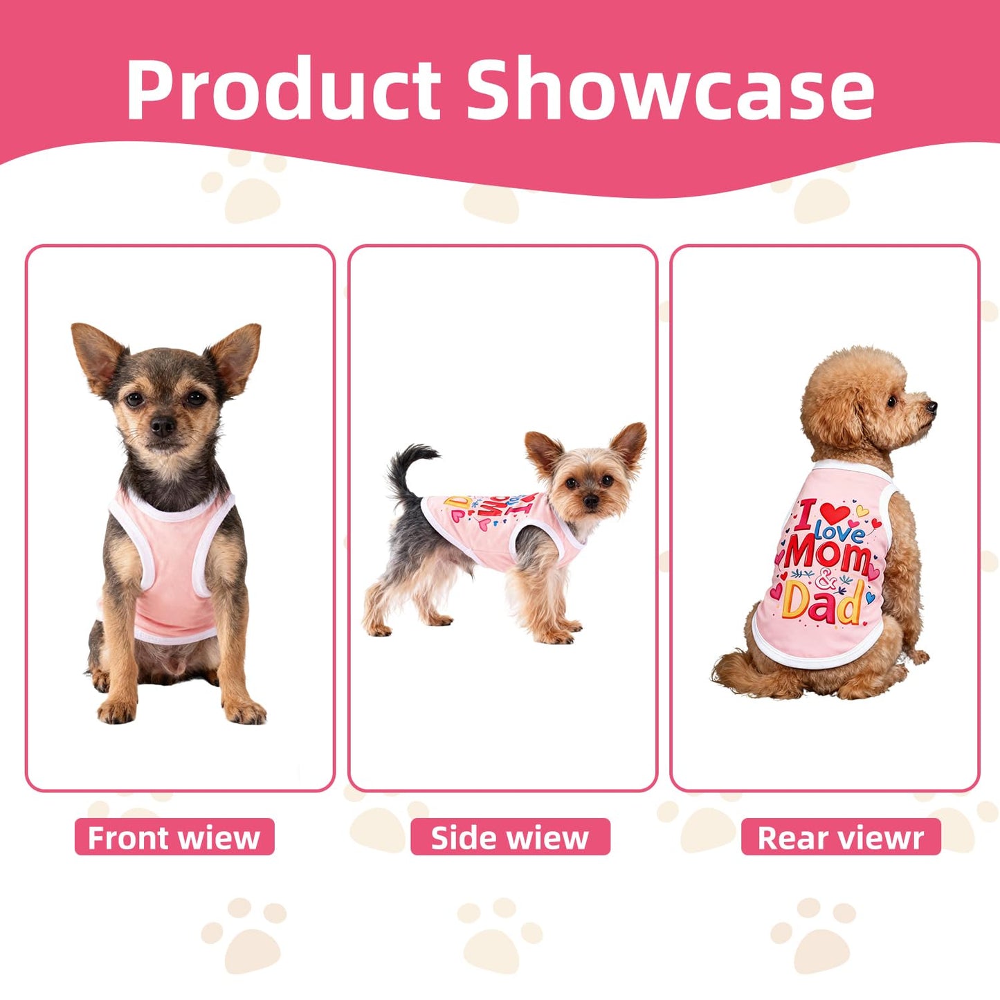 Topbuti 4 Pack Dog Shirts Summer Pet T Shirts Puppy Clothes Dog Clothing Breathable Cat Sleeveless Vest for Small Dogs Cats (Medium, Love)