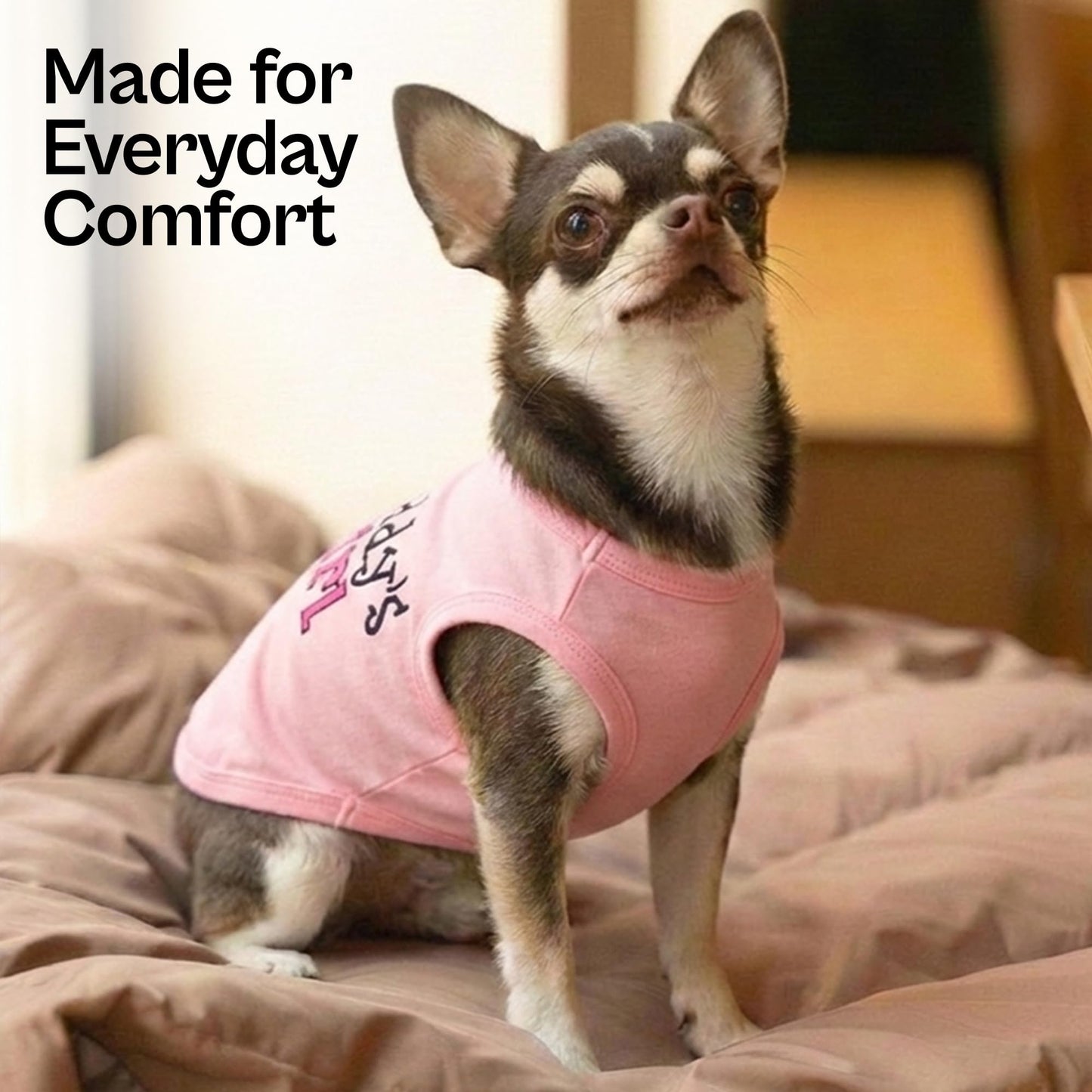 Parisian Pet Dog Shirt – 100% Cotton Shirts for Small Dogs – Pink Sleeveless Puppy Clothes – Lightweight and Breathable Dog Apparel – Girl Dogs Clothes - Stretchy Daddy’s Girl Pet Shirt