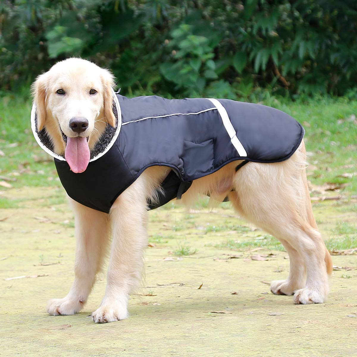 QBLEEV Warm Dog Coat Reflective Dog Winter Jacket，Waterproof Windproof Dog Turtleneck Clothes for Cold Weather, Thicken Fleece Lining Pet Outfit，Adjustable Pet Vest Apparel for Small Medium Large Dogs