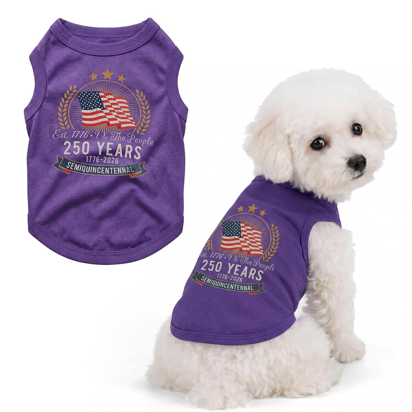 1Pcs Patriotic Dog Shirt 250th Anniversary USA Dog Vest 4th of July American Flag Dog Tank Top Independence Day Pet Outfit Costume Sleeveless Vest for Veterans Memorial Day Party Supplies