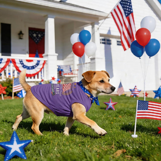 1Pcs Patriotic Dog Shirt 250th Anniversary USA Dog Vest 4th of July American Flag Dog Tank Top Independence Day Pet Outfit Costume Sleeveless Vest for Veterans Memorial Day Party Supplies