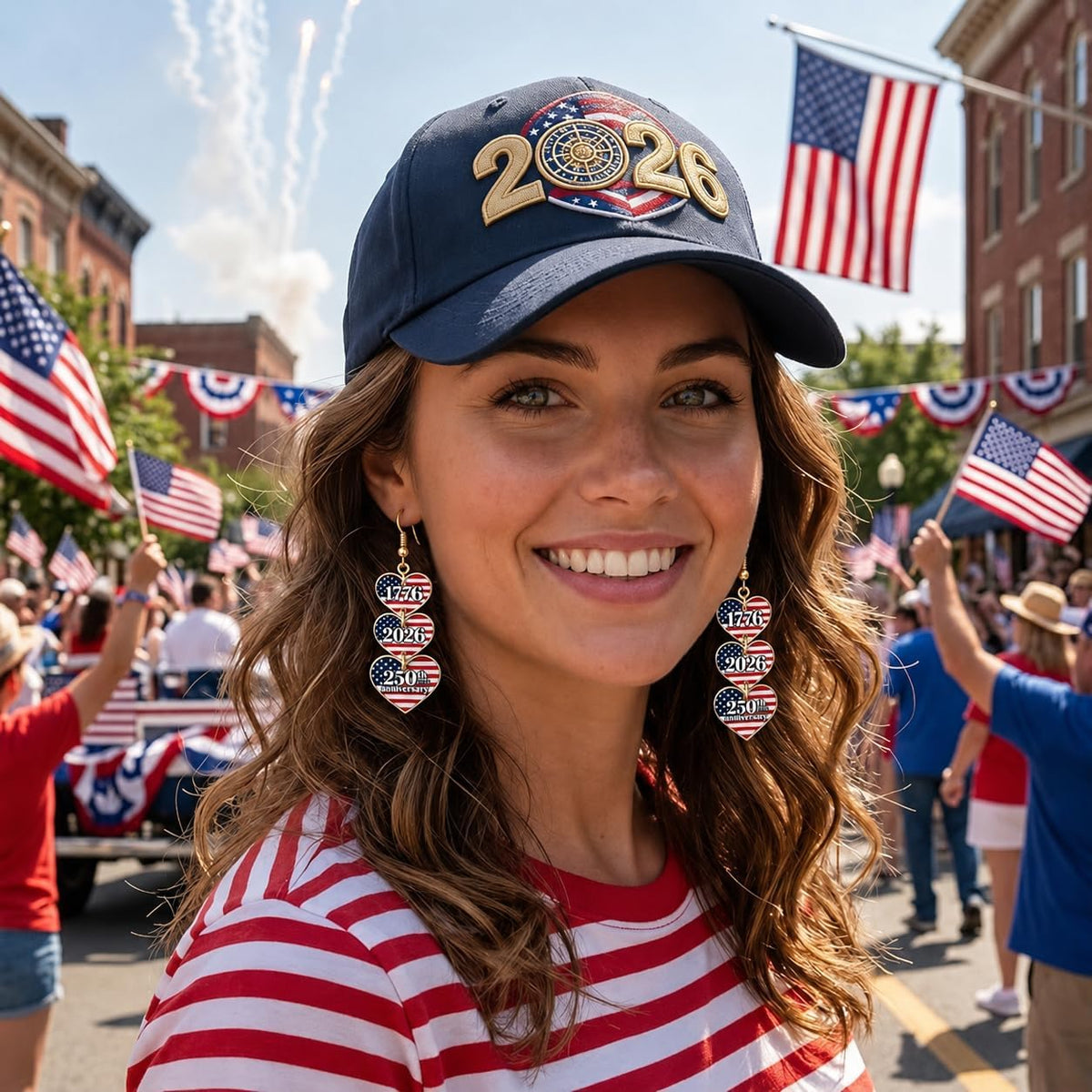 250 Anniversary USA Merchandise 4th of July Outfits Shirt Decorations Patriotic Earrings USA 250th Anniversary Merchandise 4th of July Dresses Jewelry Accessories Gift Red White Blue USa Earrings