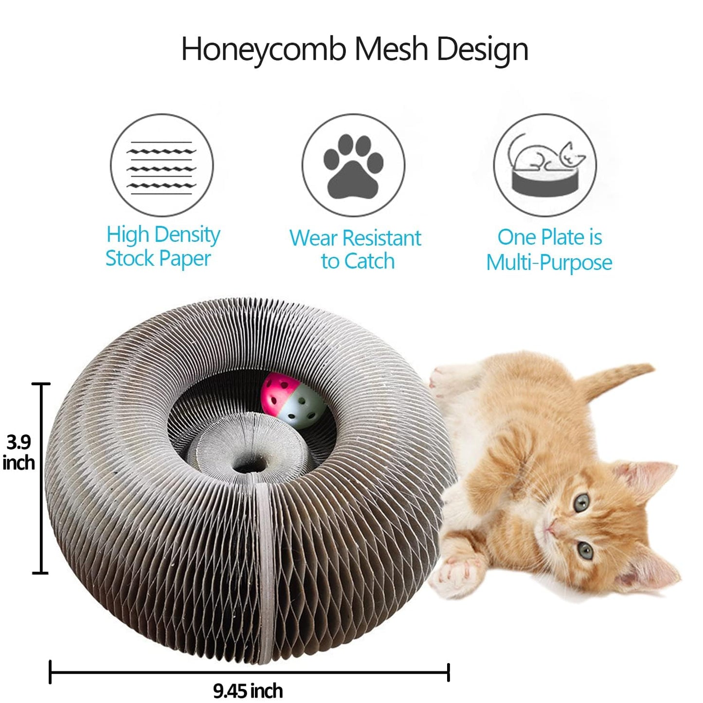 Enkman Magic Organ Cat Scratcher Board Cat Ball Adventure The Ultimate Interactive Mental Physical Exercise for Indoor Cats Toy