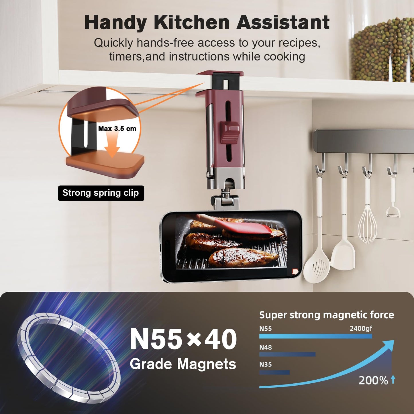 for MagSafe Airplane Phone Holder Mount Travel Essentials for Plane,N55*40 Pro Magnetic Phone Stand for Desk,360° Swivel Airplane Gadgets Cruise Must Haves Mother's Day Travel Gifts for Women Men Red