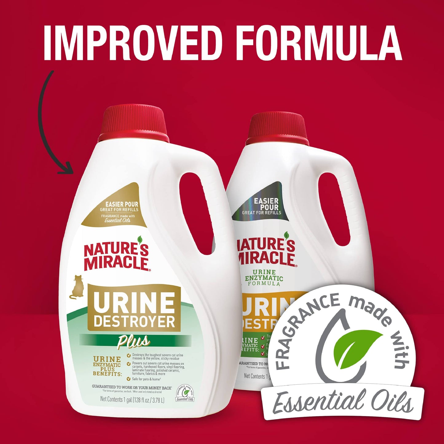 Nature's Miracle Urine Destroyer Plus for Cats, Enzymatic Formula for Severe Cat Urine Stains, 1 Gal