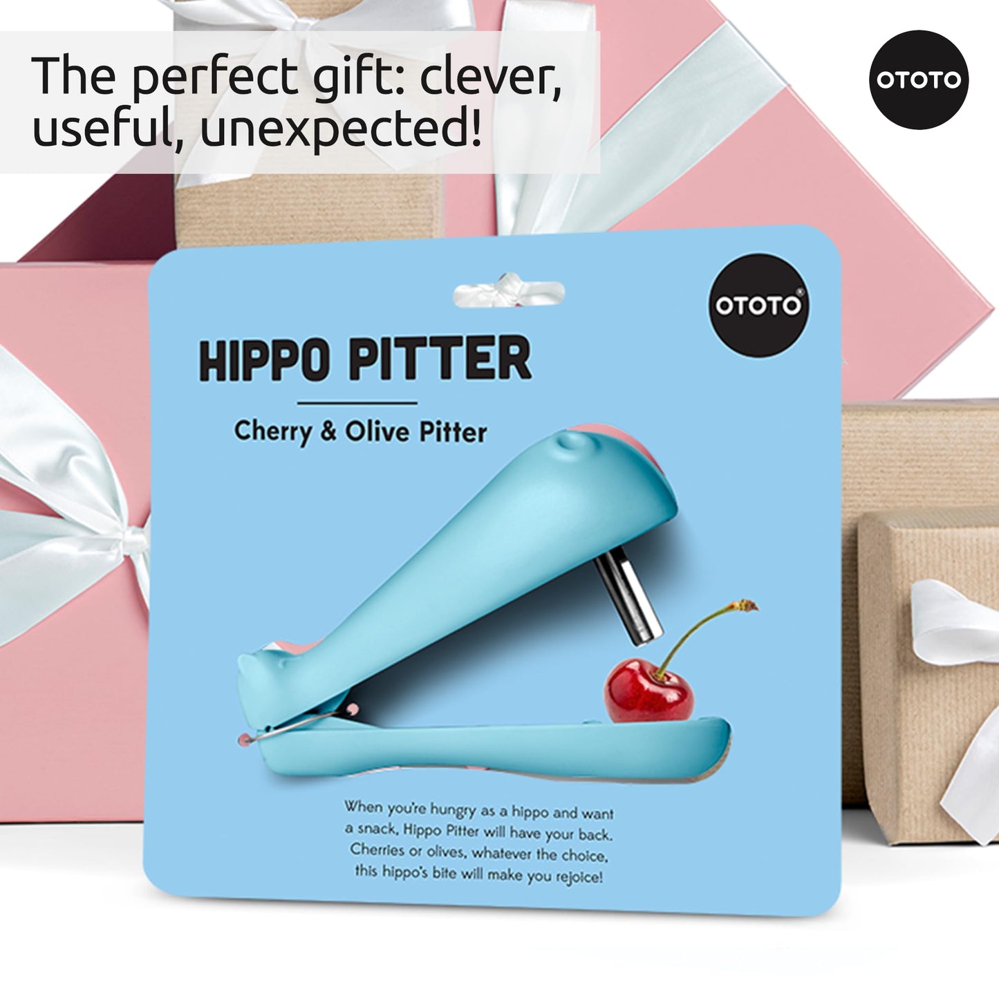 OTOTO Hippo Pitter – Cherry Pitter Tool Shaped Like a Hippo, Fun Olive Pitter for Easy Pitting, Quirky Kitchen Gadget, Perfect for Gifting