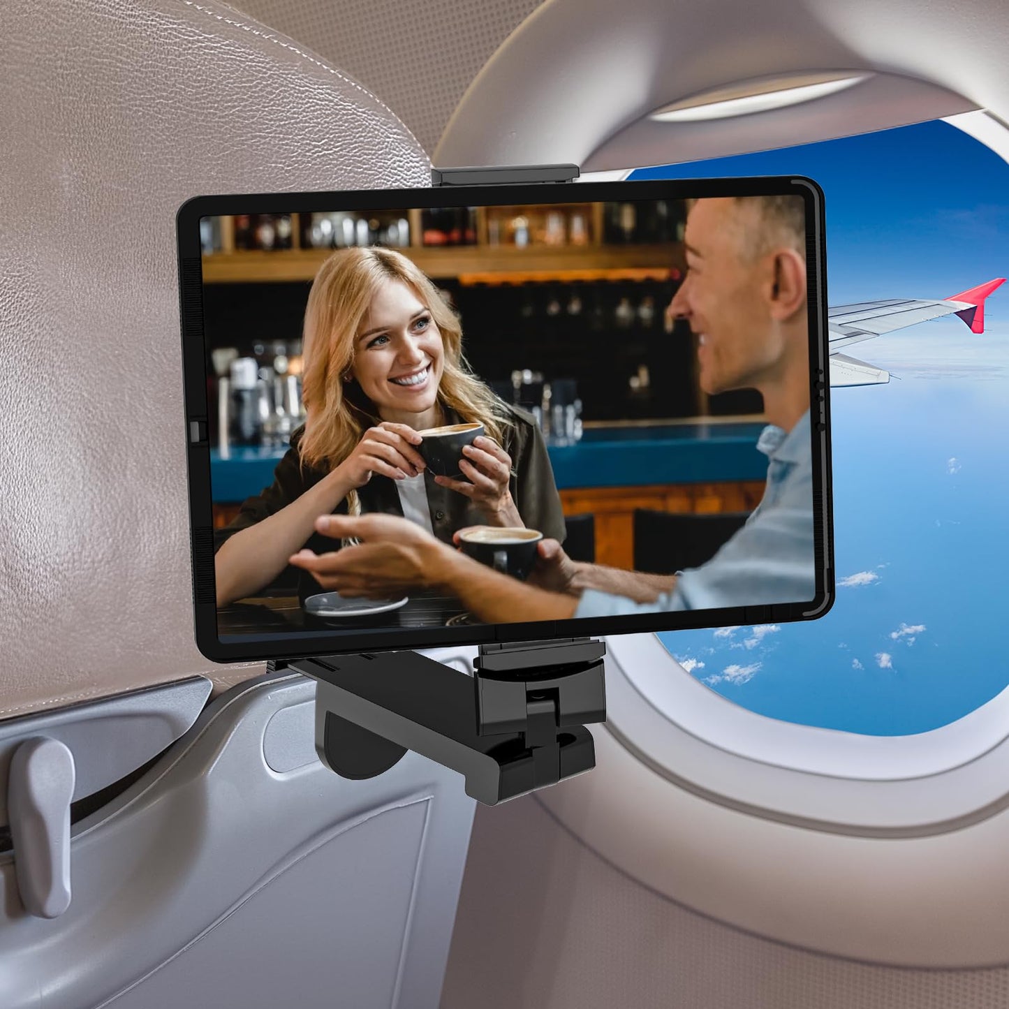 Elokipoe Universal Airplane Tablet Holder Mount, Travel Stand, Handsfree Travel with Multi-Directional 360 °Rotation for Flying, Desk, Study (Universal Airplane Tablet Holder Mount)