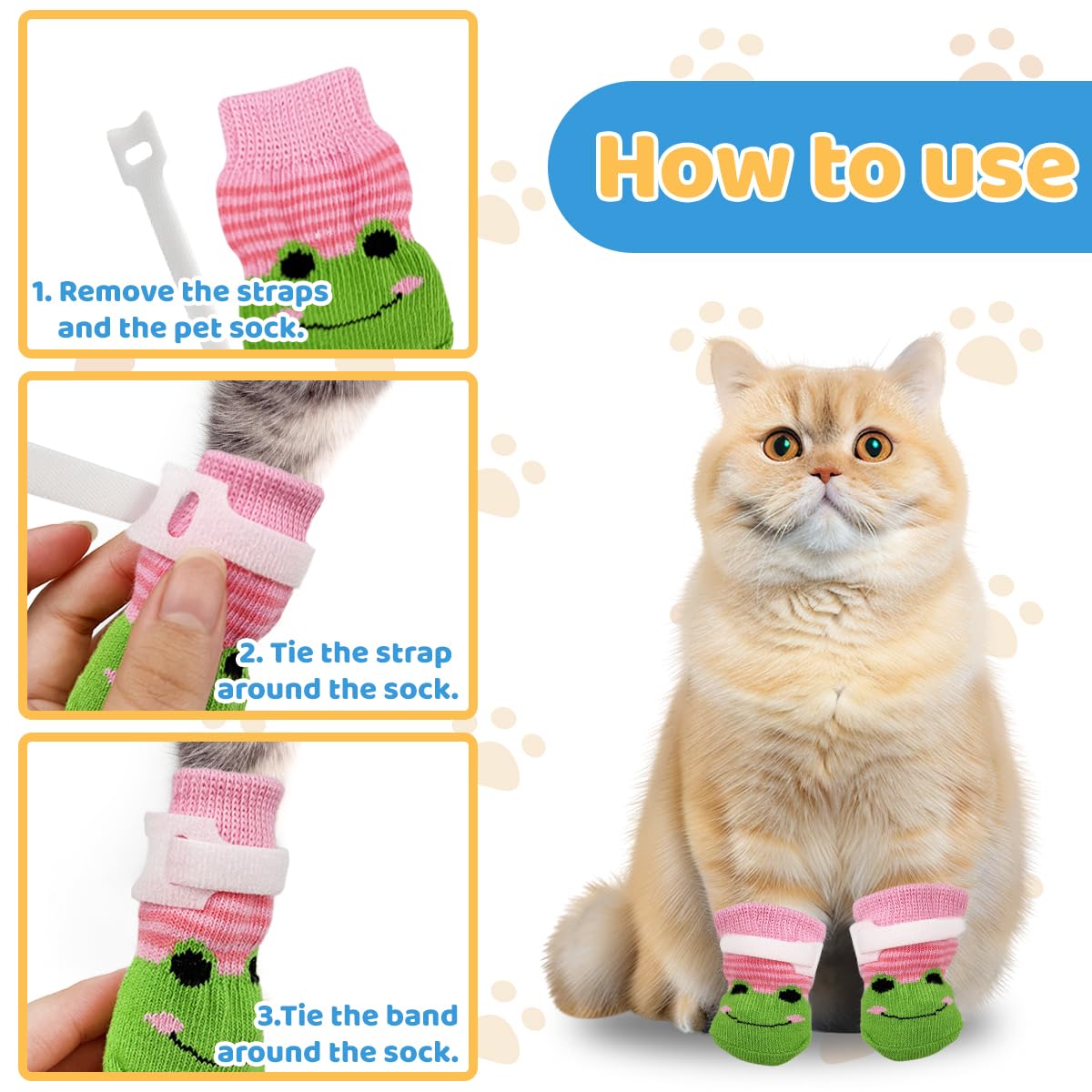 Zansens 24 Pcs Cat Mittens to Prevent Scratching,Breathable Cat Foot Cover,Cats Claw Protector,Non Slip Dog Socks with Nylon Belt for Nail Trimming Bathing