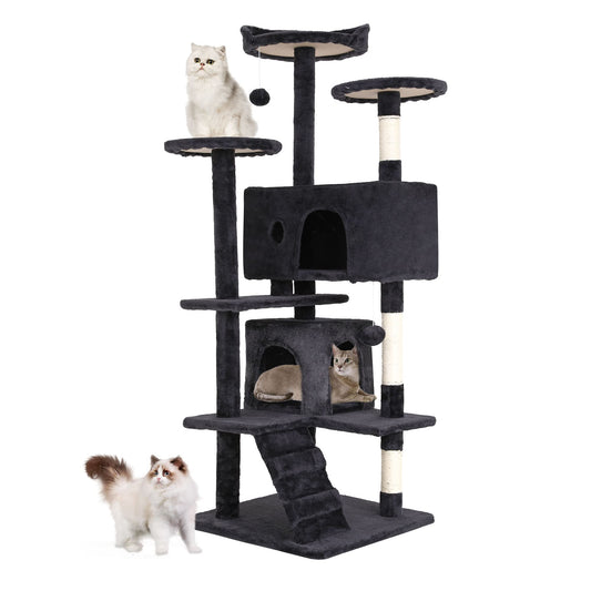 BestPet 54in Cat Tree Tower for Indoor Cats,Multi-Level Furniture Activity Center with Scratching Posts Stand House Condo Funny Toys Kittens Pet Play House,Dark Gray