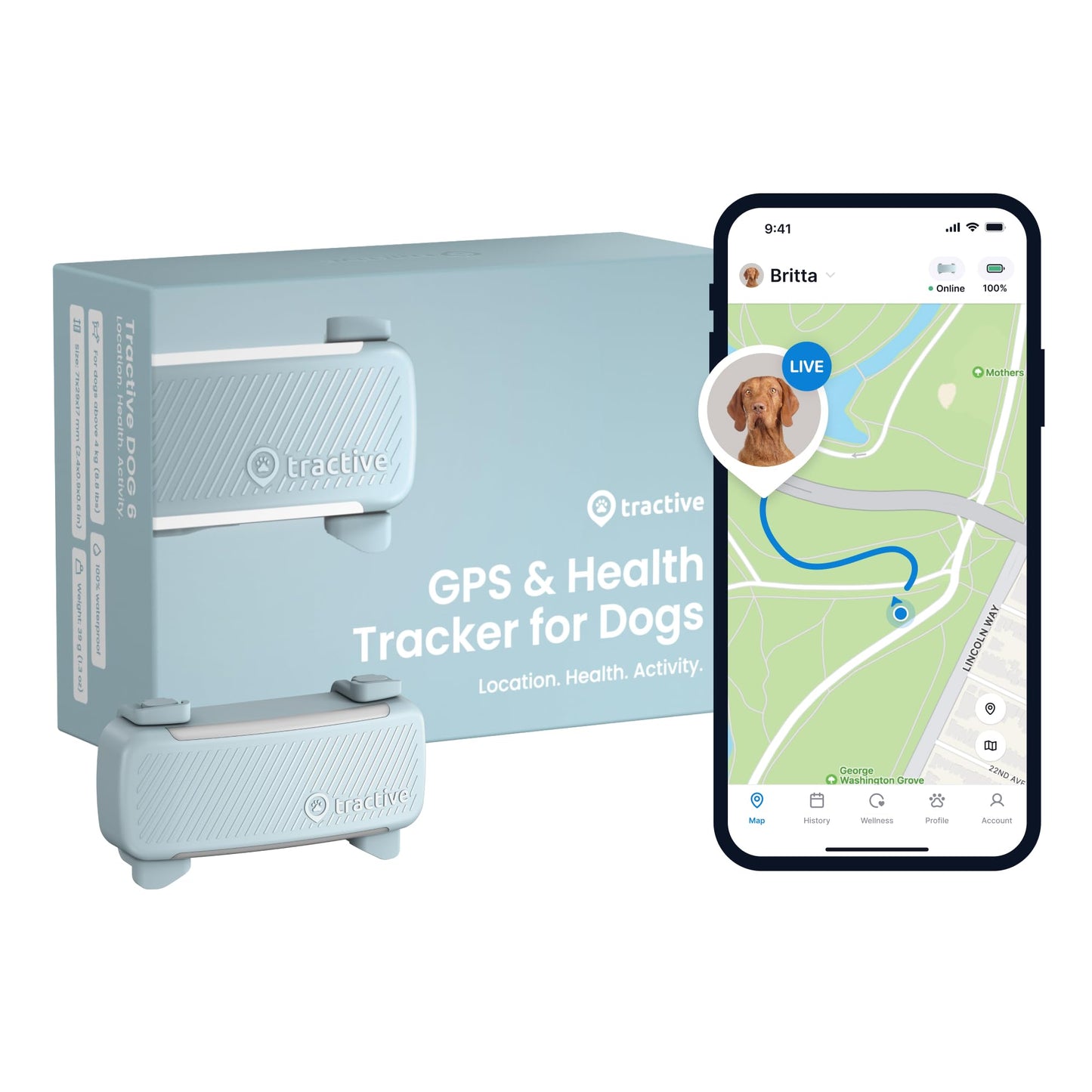 Tractive GPS Dog Tracker (2025 Release) | Real-time Pet Location Tracker | Health & Wellness Alerts | Virtual Fence for Dogs | Bark Monitoring | Dog Collar Attachment (Mint)