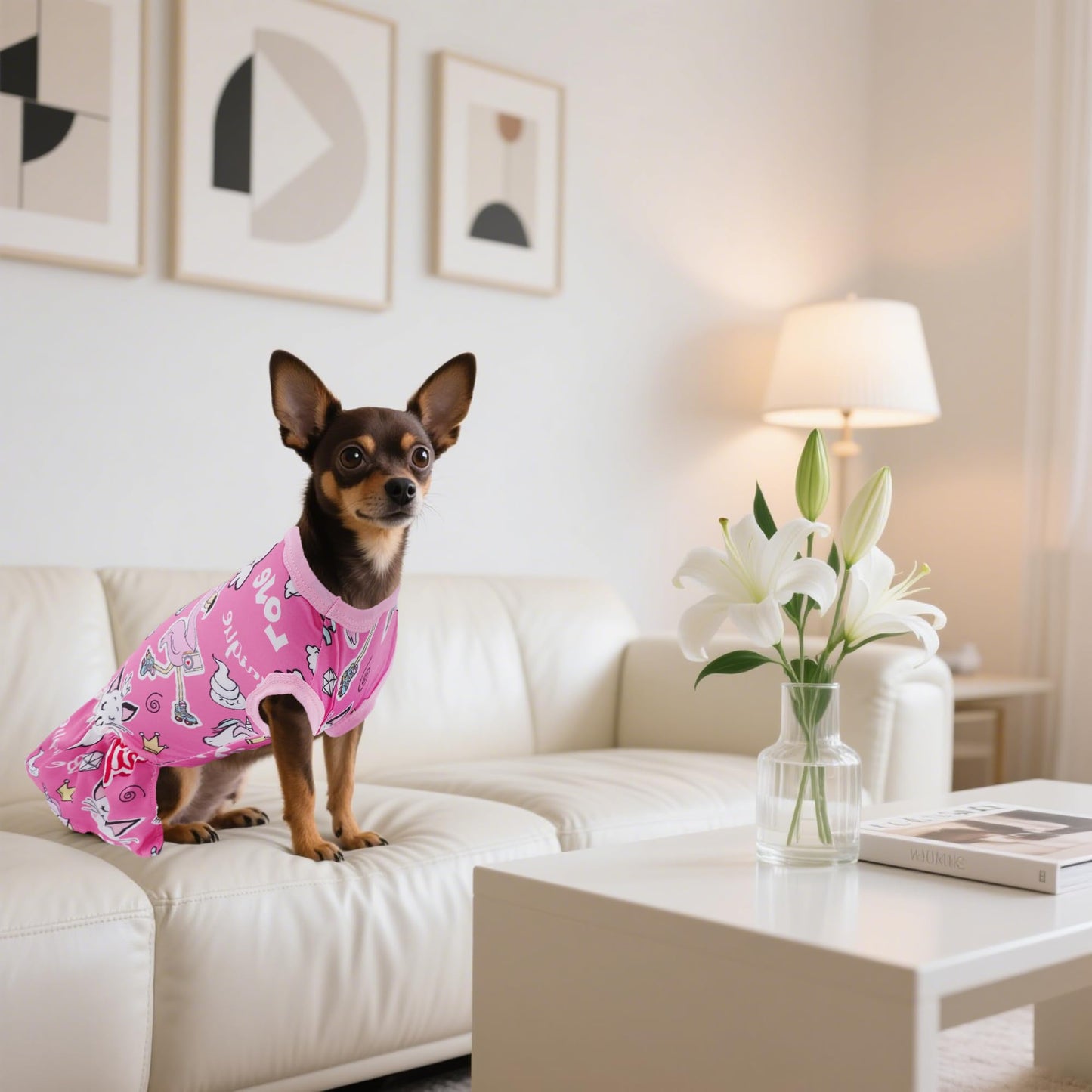 JpGdn 4PCS Dog Dresses Shirts for Small Dogs Girl Female Pink Purple Red Puppies Doggies Kittens Skirts Summer Clothes Pet Apparel Floral Sundress Small Daisy Unicorn Stretchable Outfit S