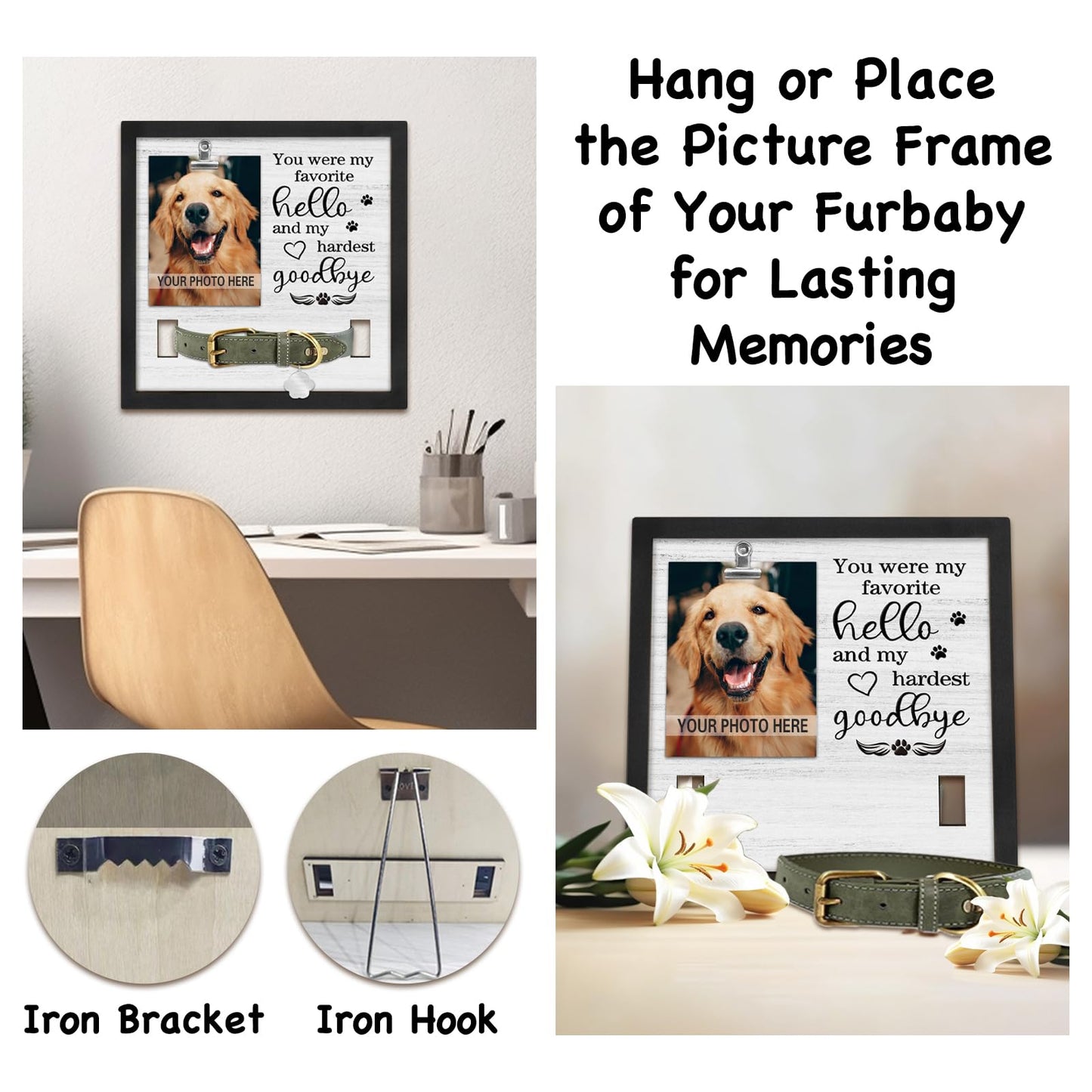 PUREFLY Dog Memorial Gifts for Loss of Dog, Loss of Dogs Sympathy Gift Pet Loss Sympathy Frame with Collar Holder, Pet Cat Remembrance Bereavement Gift
