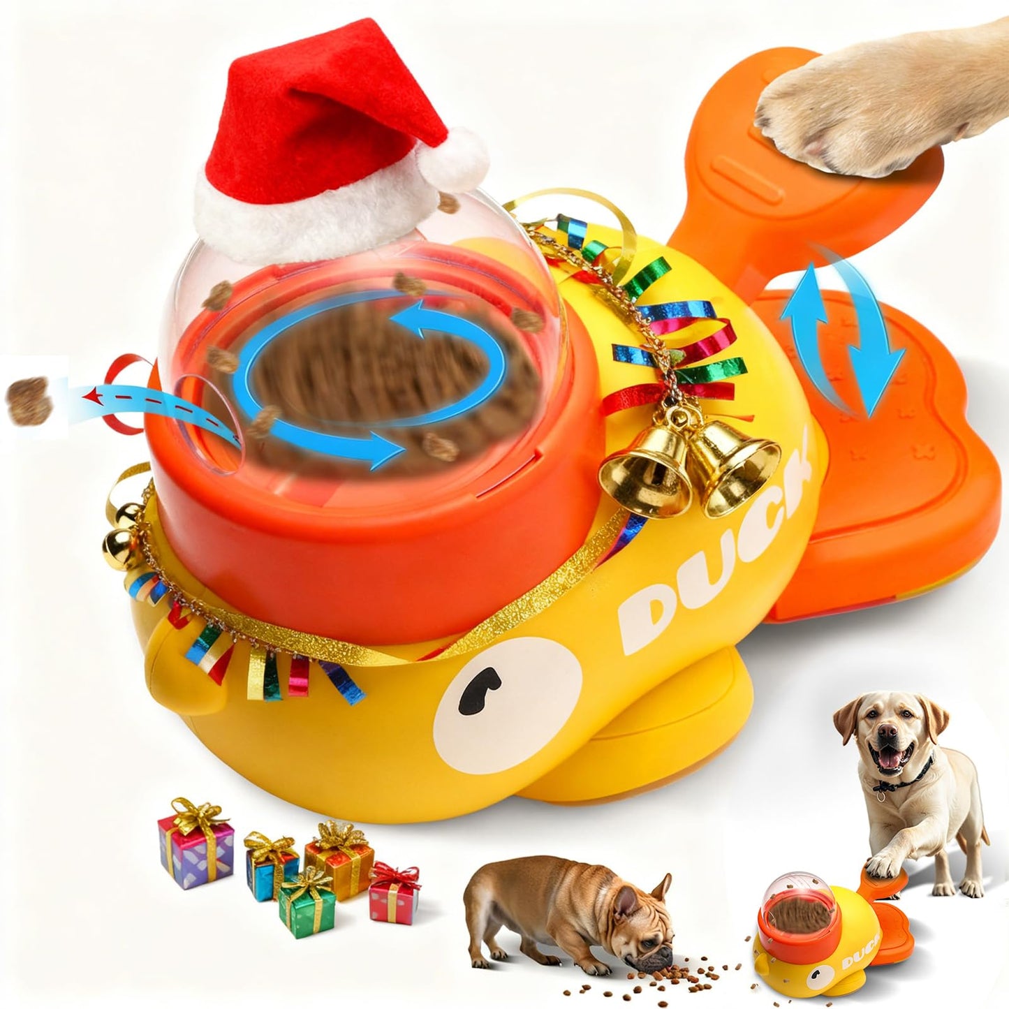 Fanosy Interactive Dog Toys Food Puzzle Slow Feeder, Cat Treat Dispenser Toy Duck-Shaped Enrichment Toy for Small Medium Dogs and Cats, IQ Training and Exercise Small Animal Bowls