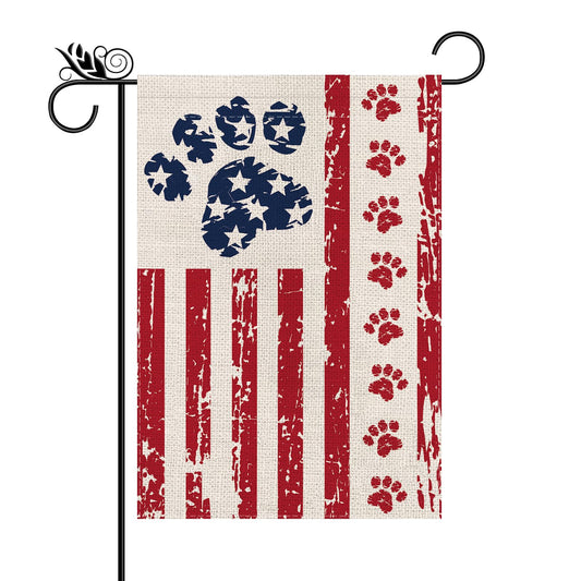 4th of July Garden Flag Dog Stars and Stripes Double Sided USA Flag Patriotic Memorial Day Independence Day Yard Outdoor Decorations 12.5x18 Inch