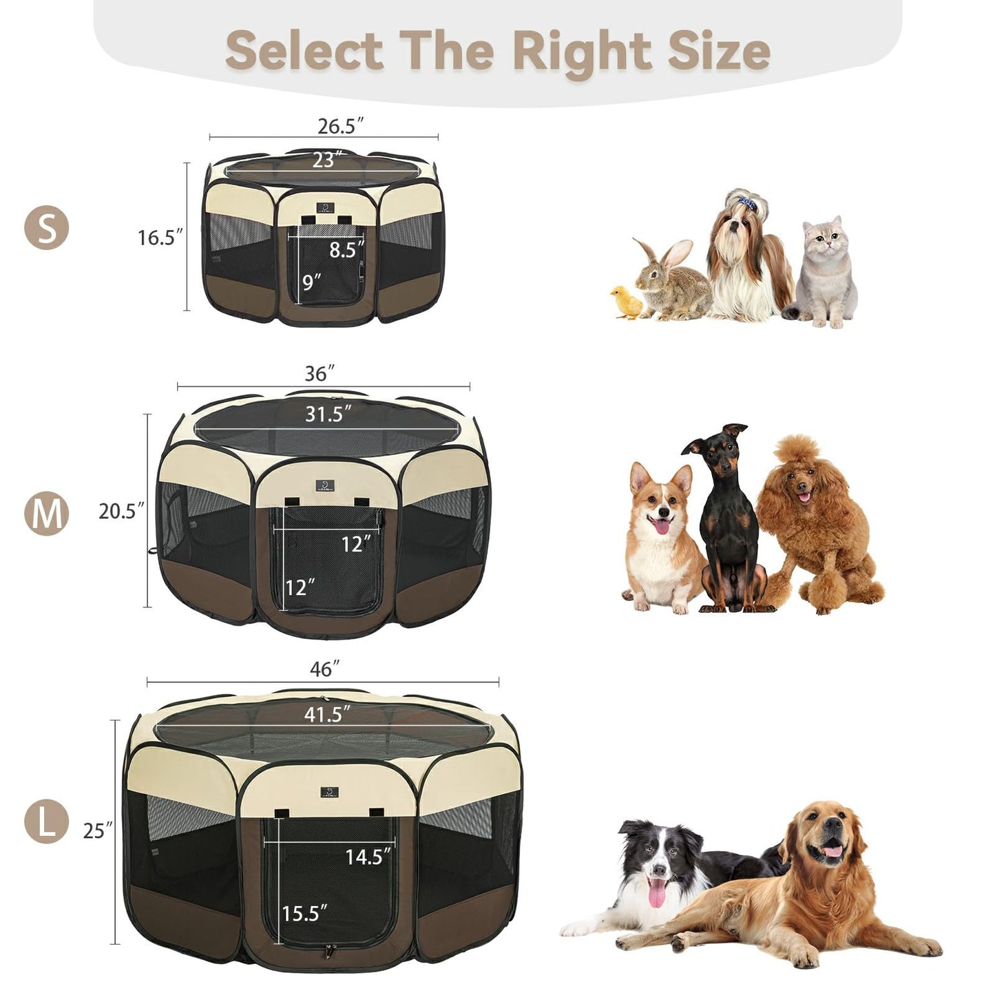 A4Pet Portable Foldable Pet Playpen, Dog Playpen Indoor/Outdoor - Ideal for Puppies, Cats, Rabbits - Removable Zipper & Collapsible Travel Bowl