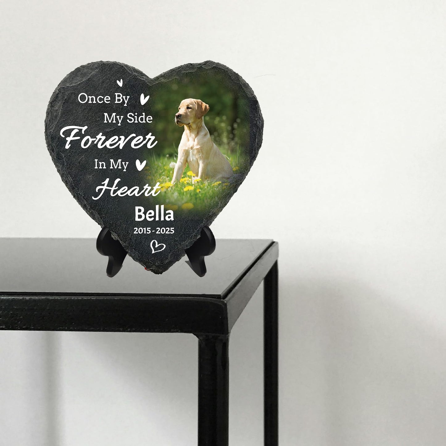 Surpriza Personalized Pet Memorial Heart Stone Plaque with Stand, Custom Photo Remembrance Tribute Gift，Dog Cat Loss Sympathy Bereavement Gifts