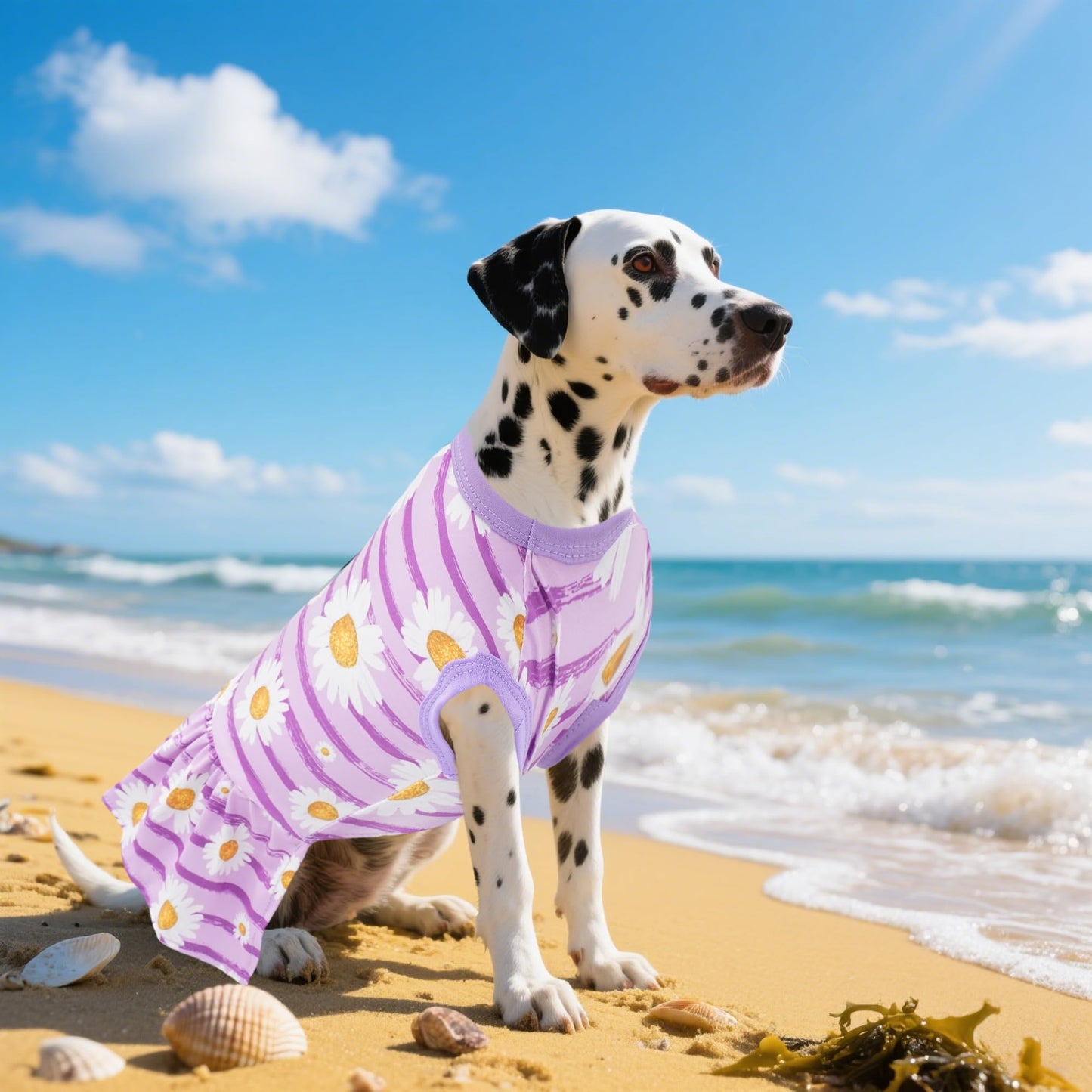 JpGdn 4PCS Dog Dresses Shirts for Small Dogs Girl Female Pink Purple Red Puppies Doggies Kittens Skirts Summer Clothes Pet Apparel Floral Sundress Small Daisy Unicorn Stretchable Outfit S