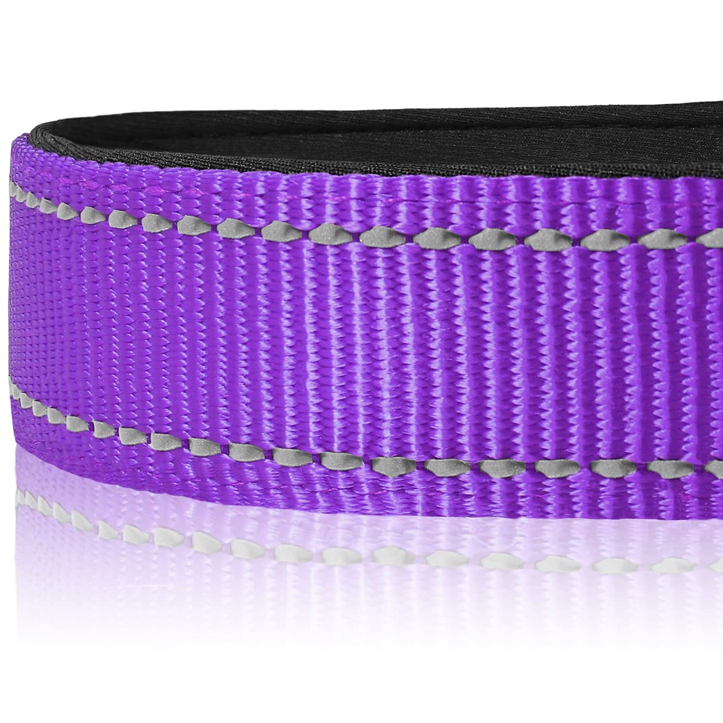 Joytale Reflective Dog Collar,Soft Neoprene Padded Breathable Nylon Pet Collar Adjustable for Medium Dogs,Purple,M