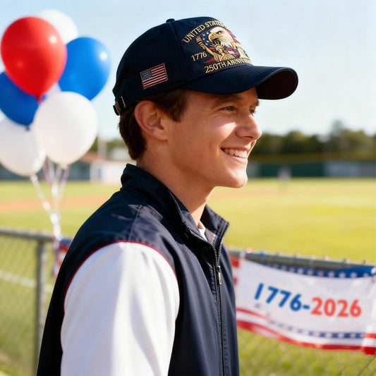 2-Pack 250th Anniversary USA Hat Bald Eagle Embroidery Patriotic Baseball Cap 1776-2026 Liberty United States Patriotic Hat Eagle Patriotic Cap for Men Women(Navy Blue+Red)