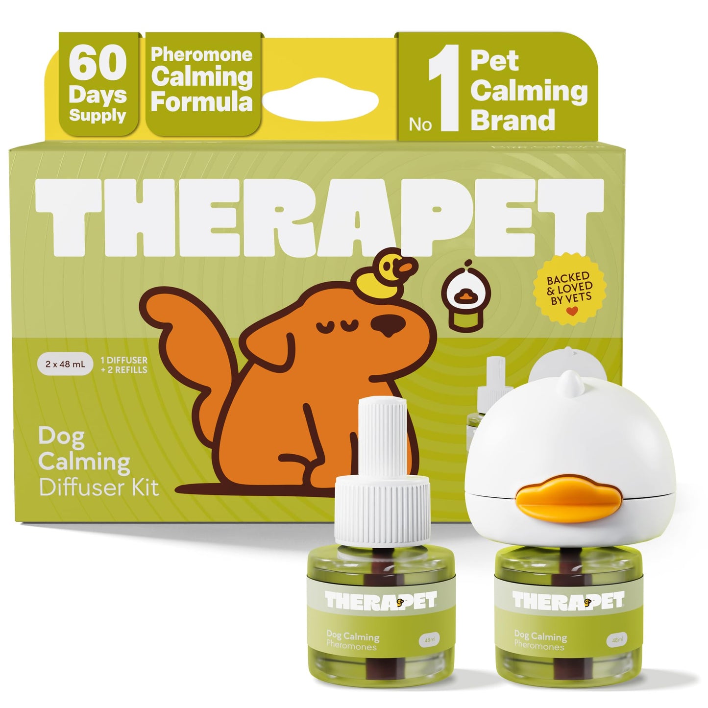 TheraPet MD 60-Day Dog Calming Diffuser Kit - Dog Pheromone Diffuser for Stress, Destructive Behavior, Pee Accidents, Separation Anxiety, Barking, Aggression & Chewing - 60-Day Refills Included