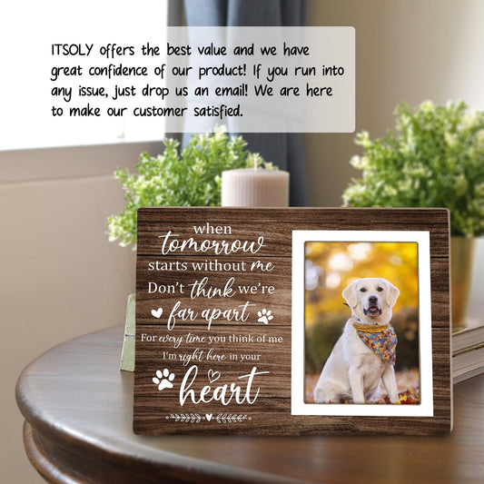 Itsoly Pet Memorial Picture Frame, Pet Dog Memorial Picture Frame, Pet Cat Photo Frame, Photo Frame Gift for Dog Owners Sympathy for Loss of Pets Photo 4x6Inch12P039