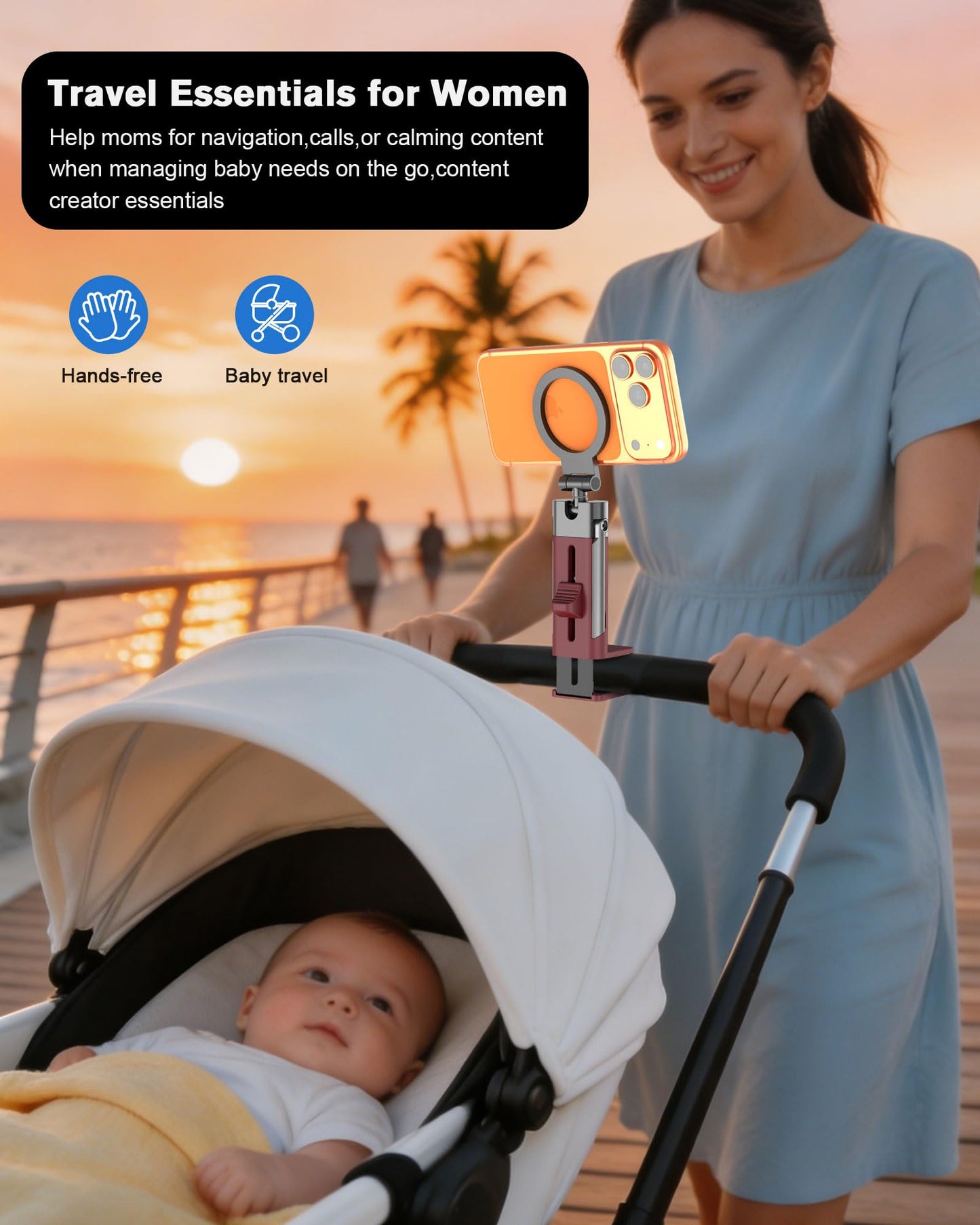 for MagSafe Airplane Phone Holder Mount Travel Essentials for Plane,N55*40 Pro Magnetic Phone Stand for Desk,360° Swivel Airplane Gadgets Cruise Must Haves Mother's Day Travel Gifts for Women Men Red