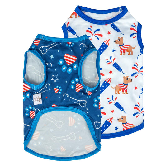 CuteBone Dog Shirts 2-Pack Soft Pet Clothes Breathable Summer Vest for Small Puppy and Stretchy Cat Apparel