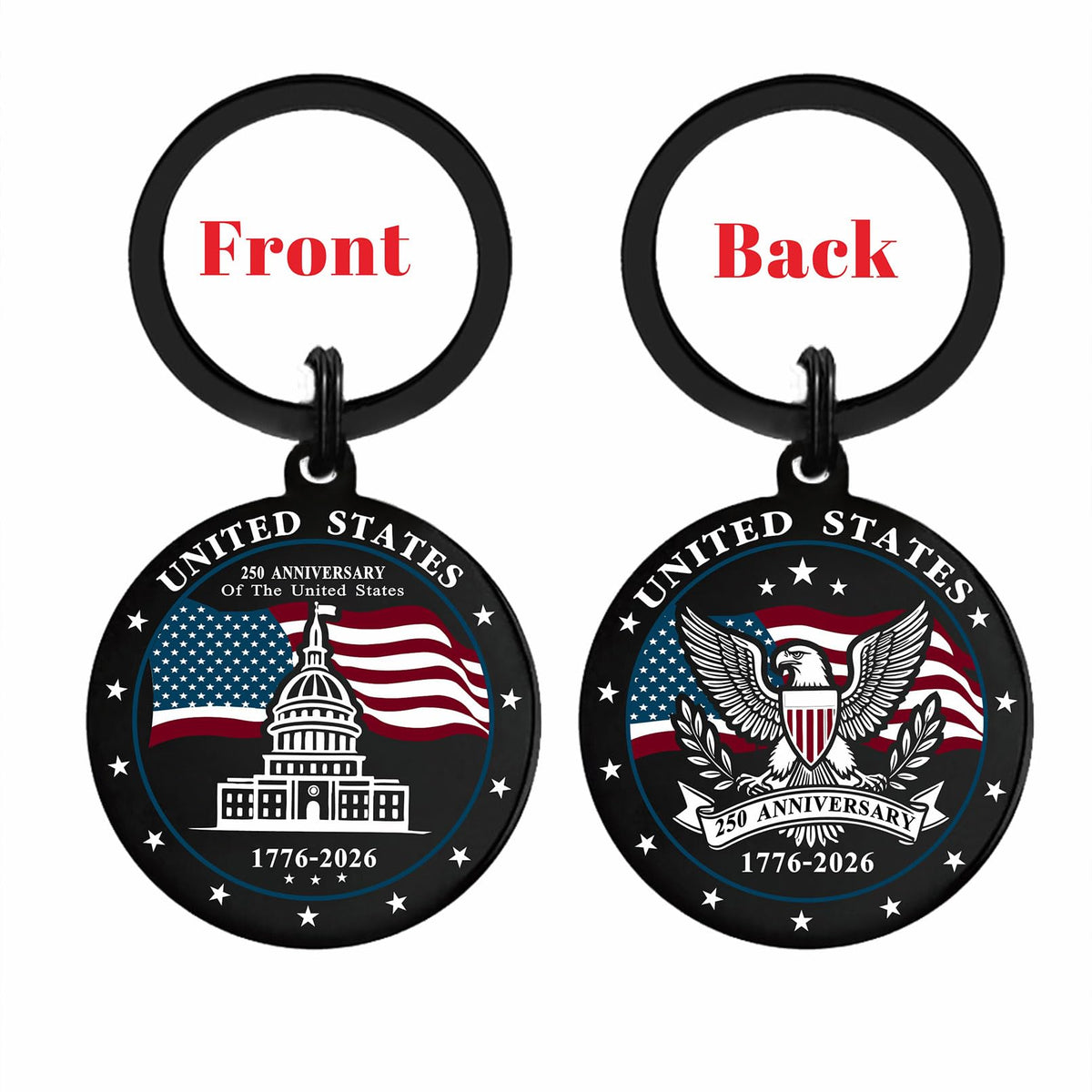 Viayen 250th Anniversary Keychain - 4th of July Decorations for Independence Day Gifts Patriotic 250 Years America 1776-2026 Gifts