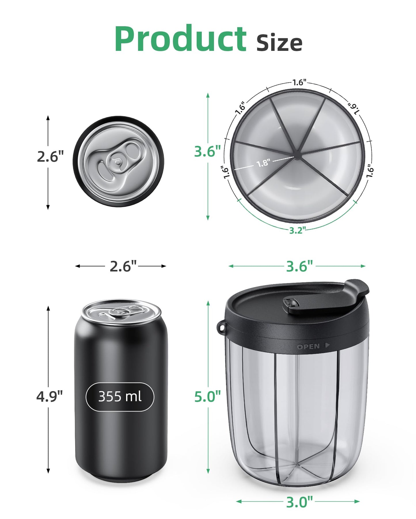 PULIV Large Pill Bottle Organizer for Holding 6 Various Vitamins without Filling Hassle, Supplement Organizer for Travel, Anti-Mixing Pill Box Case with Wide Opening for Easy Pill Retrieval, 20 Labels