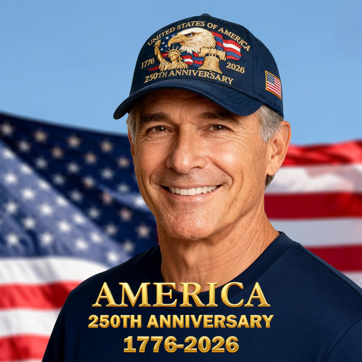 2-Pack 250th Anniversary USA Hat Bald Eagle Embroidery Patriotic Baseball Cap 1776-2026 Liberty United States Patriotic Hat Eagle Patriotic Cap for Men Women(Navy Blue+Red)
