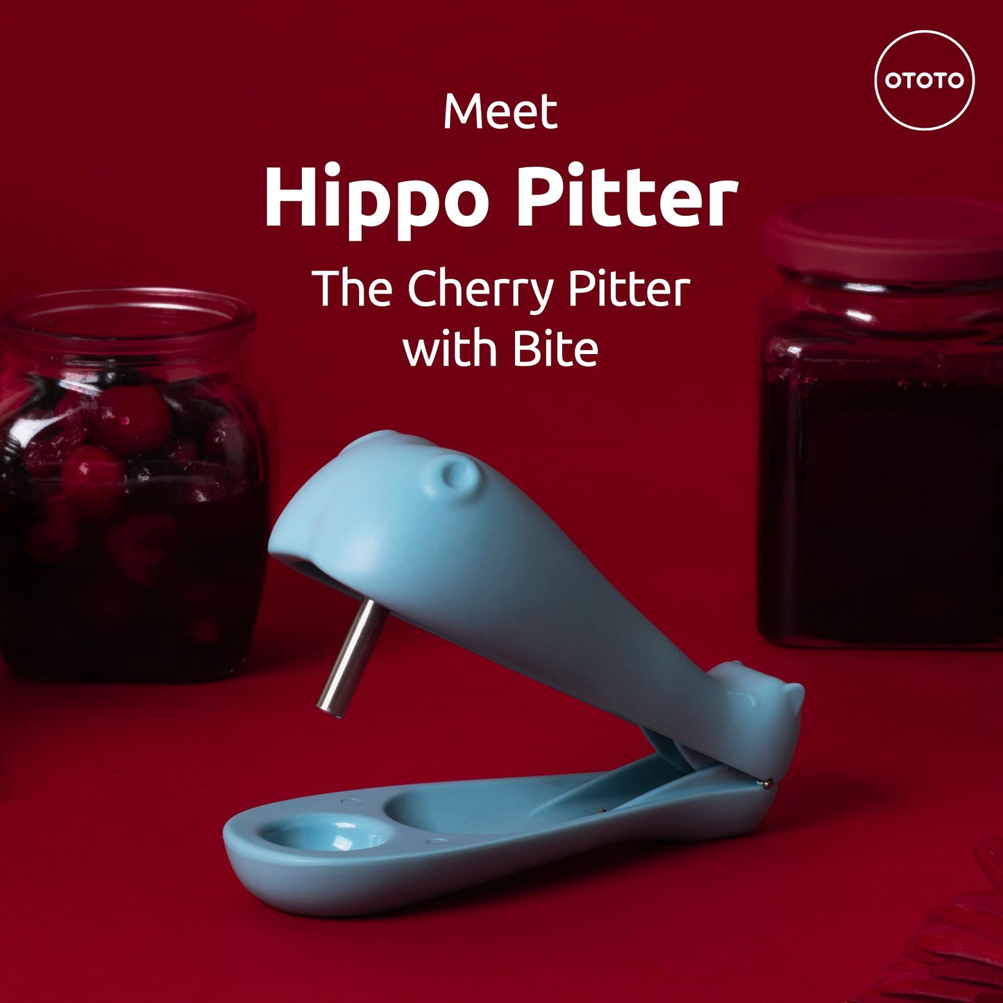 OTOTO Hippo Pitter – Cherry Pitter Tool Shaped Like a Hippo, Fun Olive Pitter for Easy Pitting, Quirky Kitchen Gadget, Perfect for Gifting